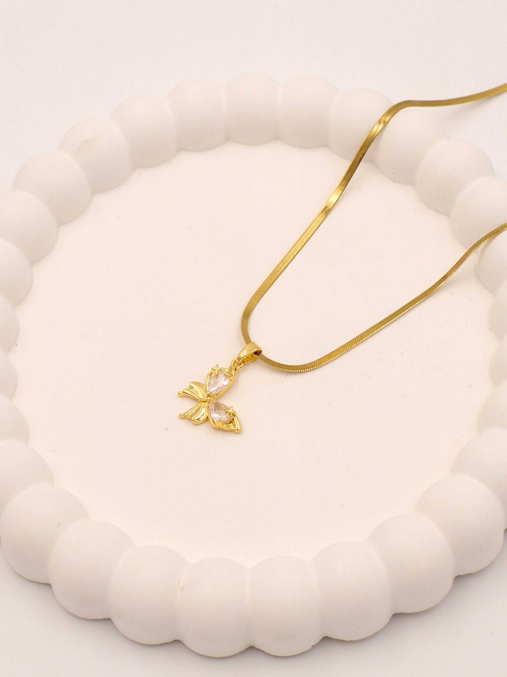 Anti-Tarnish Stainless Steel Floral Butterfly Pendant Necklace with Snack chain | Gold Finish Stylish Chain (Copy)