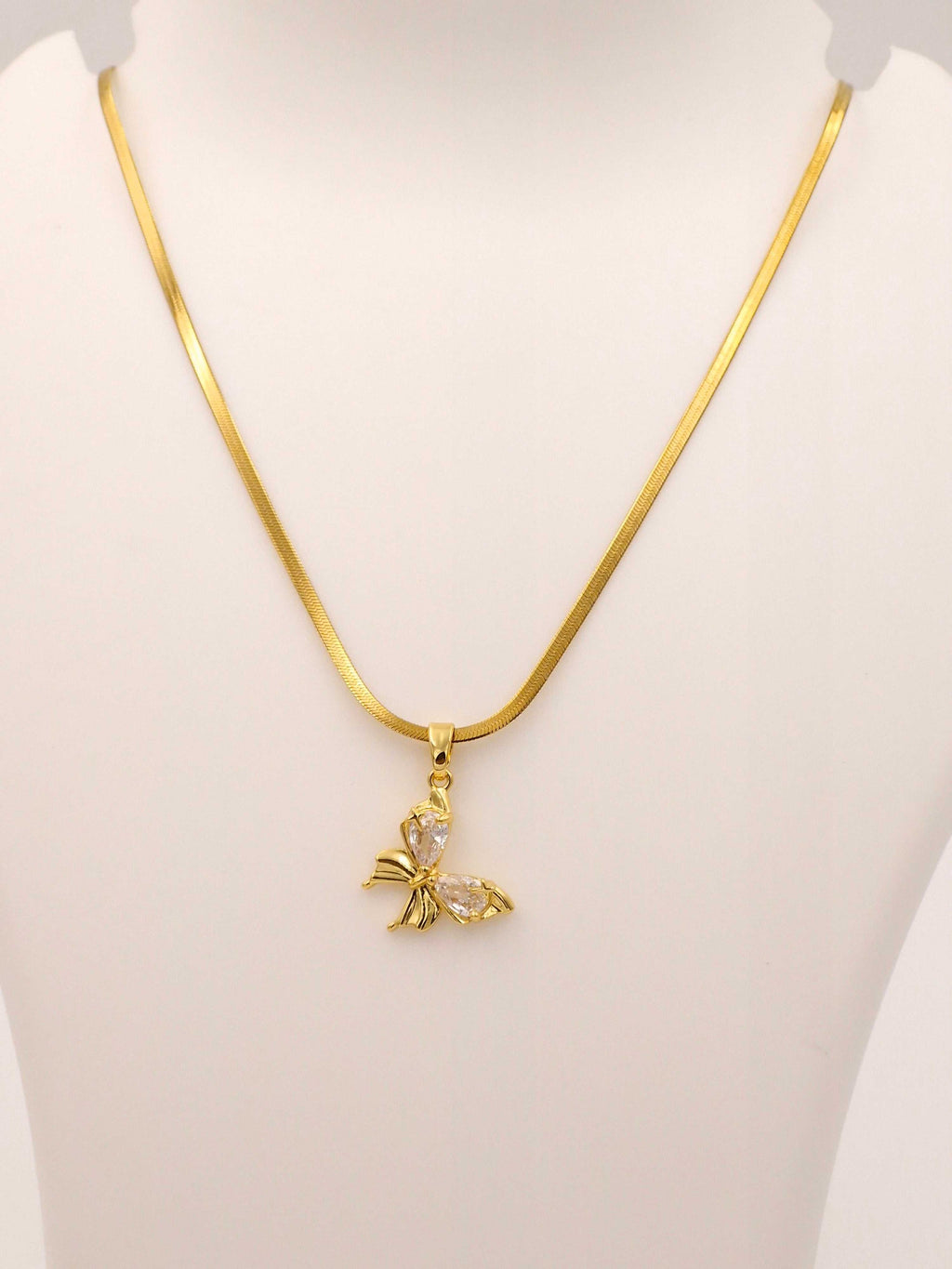 Anti-Tarnish Stainless Steel Floral Butterfly Pendant Necklace with Snack chain | Gold Finish Stylish Chain (Copy)
