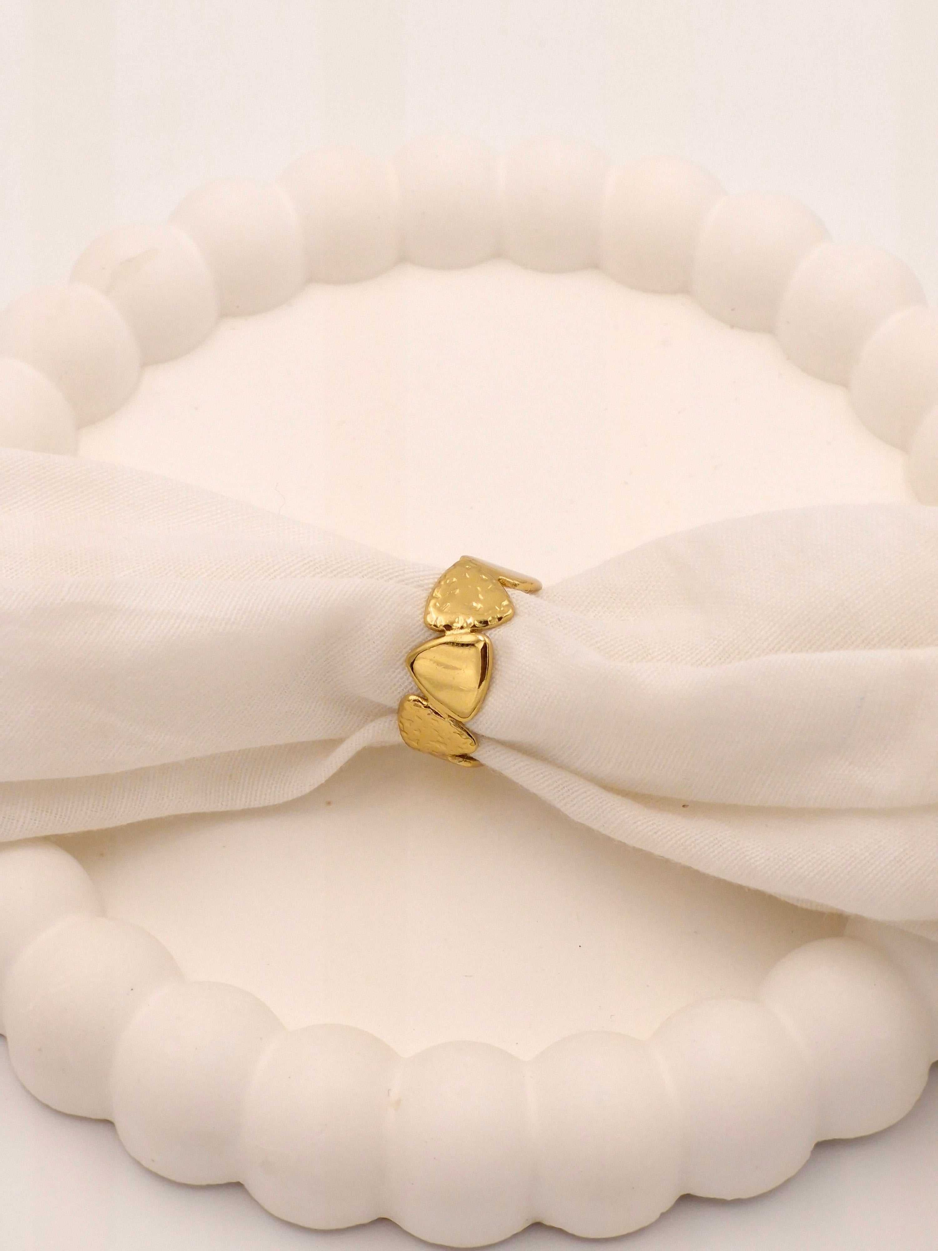 Golden Heart Adjustable Ring | Anti-Tarnish Love Symbol Ring