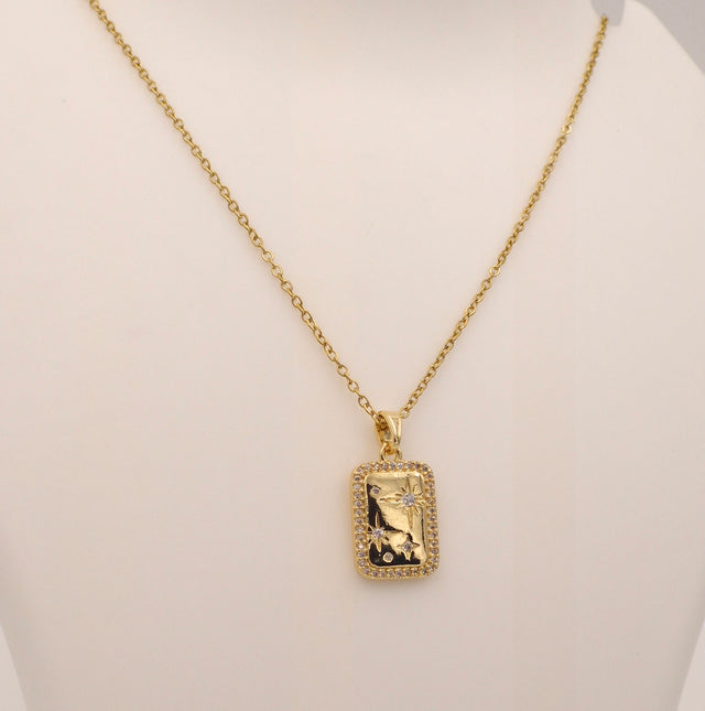 Celestial Starburst Tag Necklace | Anti-Tarnish Daily Wear