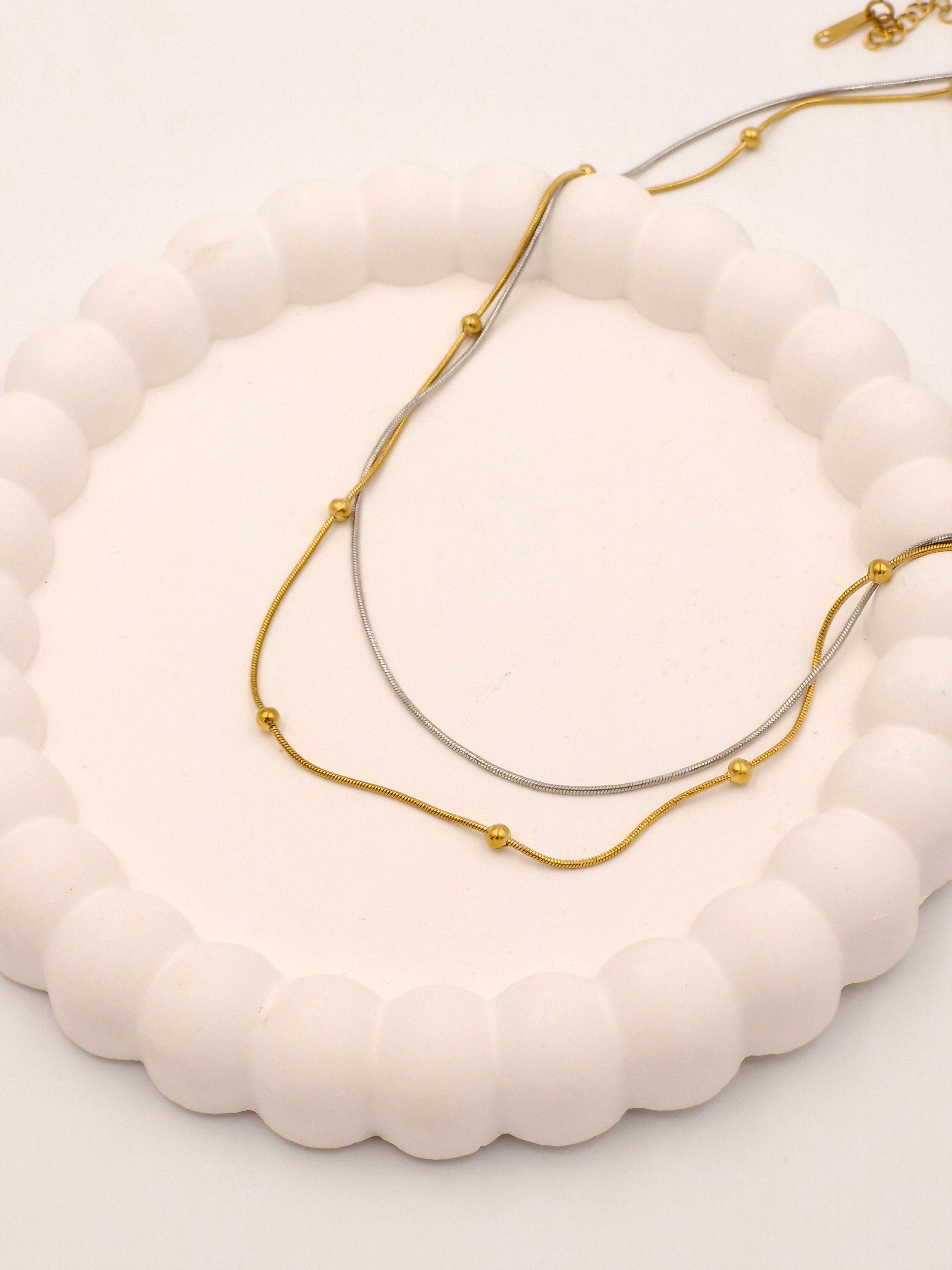 Two-Tone Layered Chain Necklace | Anti-Tarnish Dual Finish