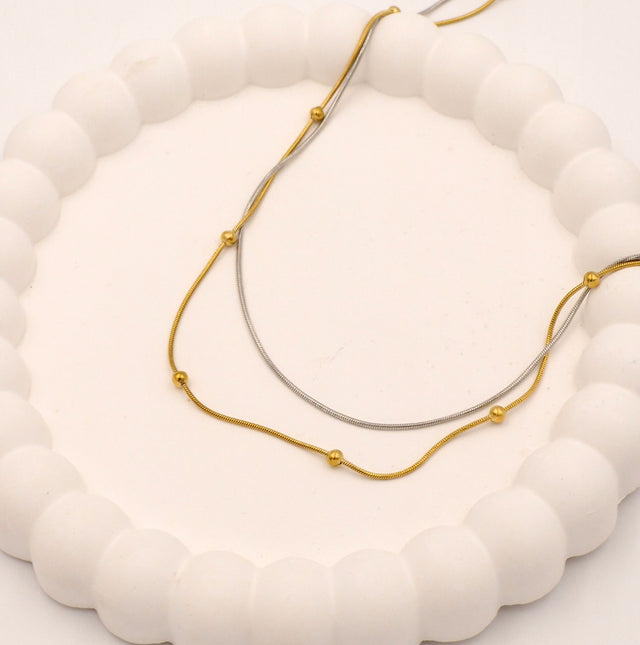 Two-Tone Layered Chain Necklace | Anti-Tarnish Dual Finish