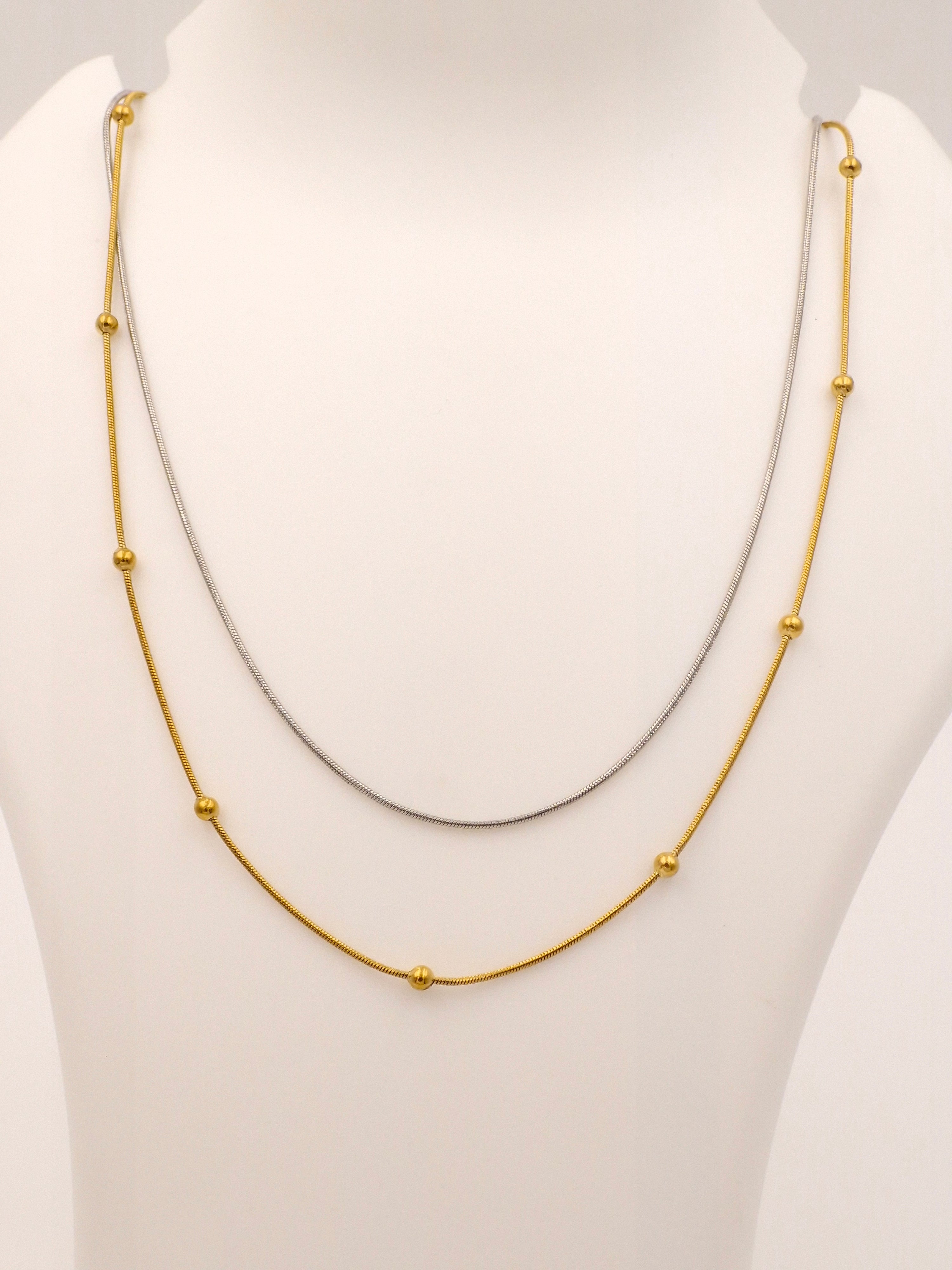 Two-Tone Layered Chain Necklace | Anti-Tarnish Dual Finish