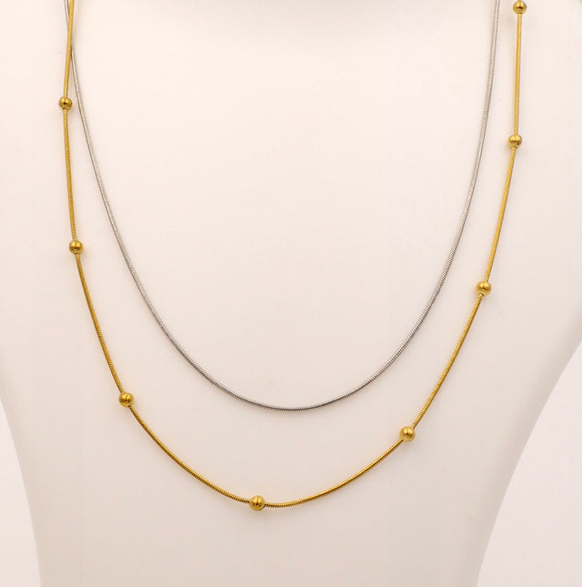 Two-Tone Layered Chain Necklace | Anti-Tarnish Dual Finish