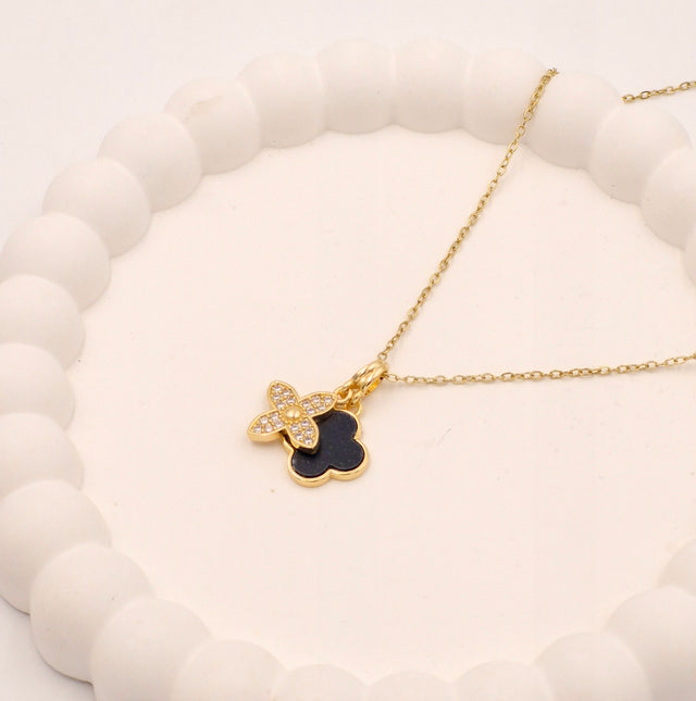Iconic Black & Gold Clover Necklace | Anti-Tarnish Daily Wear