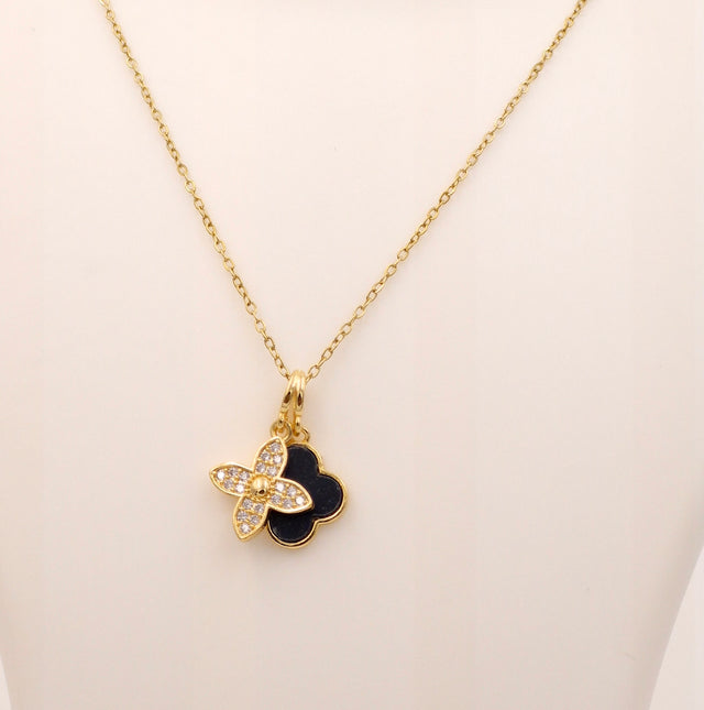 Iconic Black & Gold Clover Necklace | Anti-Tarnish Daily Wear