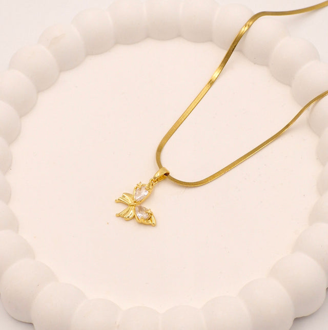 Anti-Tarnish Stainless Steel Floral Butterfly Pendant Necklace with Snack chain | Gold Finish Stylish Chain (Copy)