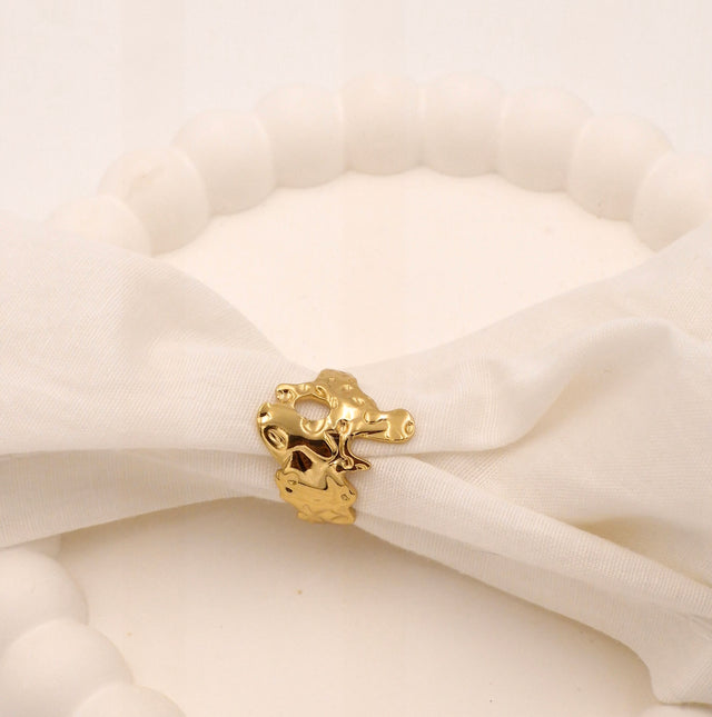 Unique Hammered Gold Ring | Adjustable Anti-Tarnish Finger Ring