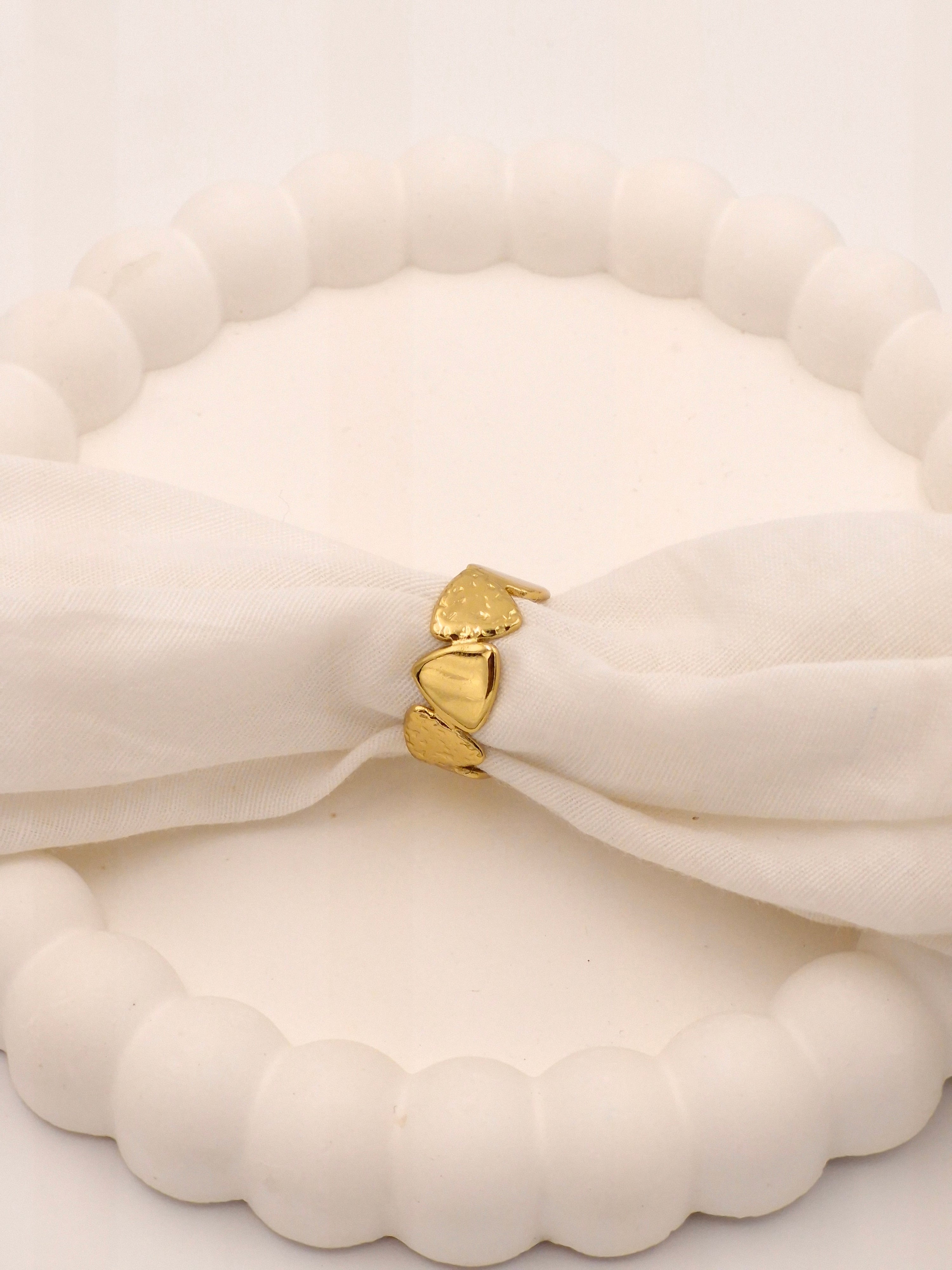 Golden Heart Adjustable Ring | Anti-Tarnish Love Symbol Ring