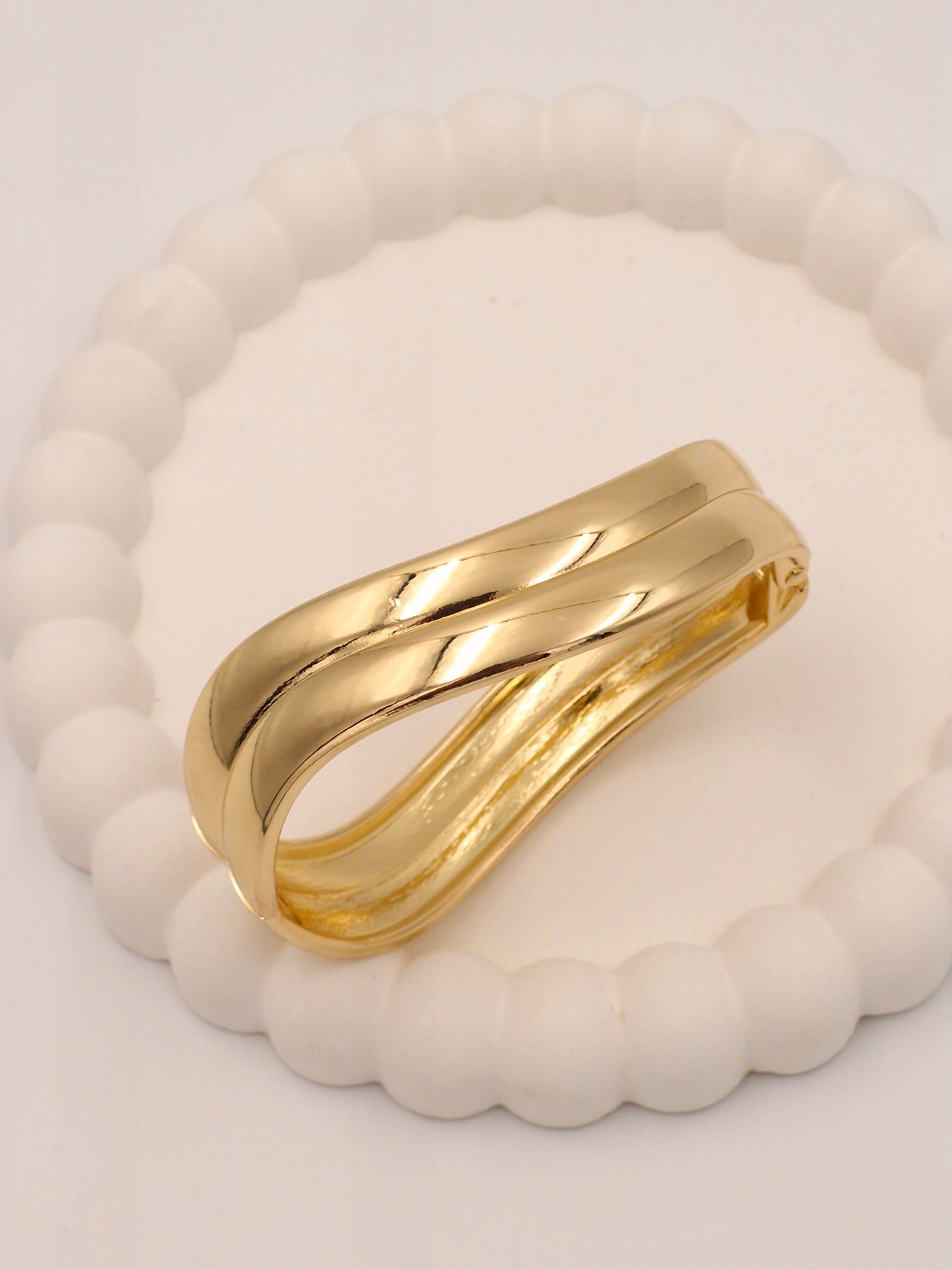 Anti-Tarnish Broad Gold Plated Stainless Steel Open Kada – Premium Gloss Finish