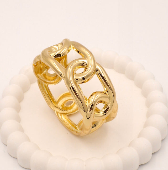 Gold Chain-Link Stainless Steel Kada – Bold Anti-Tarnish Glow