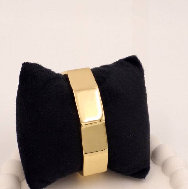 Hexagonal Geometric Gold Plated Stainless Steel Kada – Anti-Tarnish Broad Wristwear