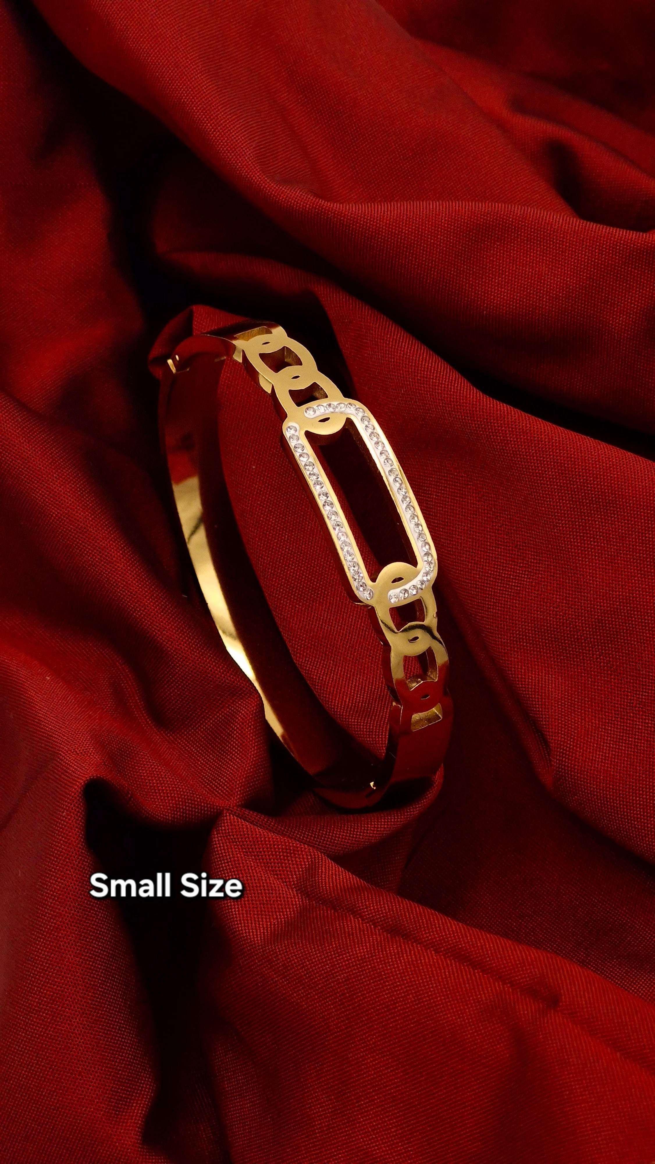 Gold Finish Stone-Studded Anti-Tarnish Baby Kada (Small Size)