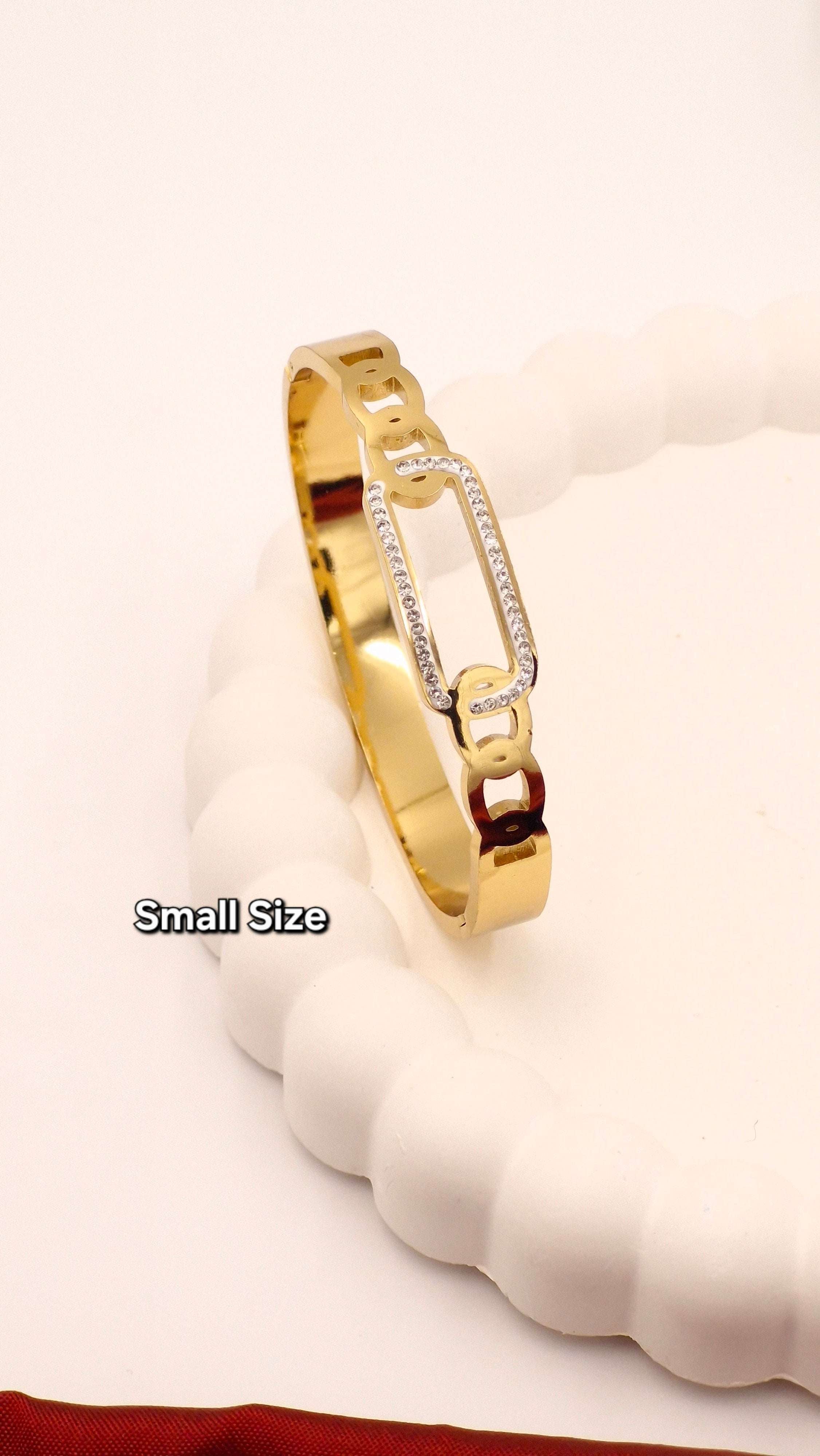 Gold Finish Stone-Studded Anti-Tarnish Baby Kada (Small Size)