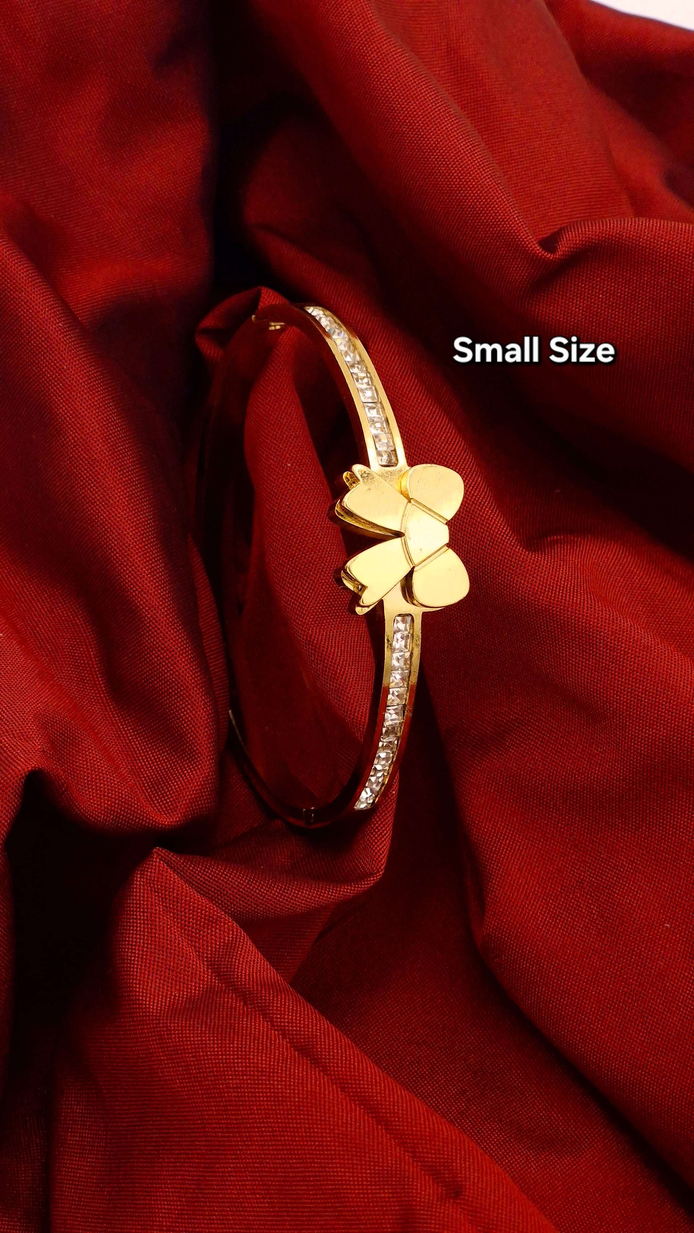 Gold Finish Bow Design Anti-Tarnish Kada for Girls & Women (Small Size)