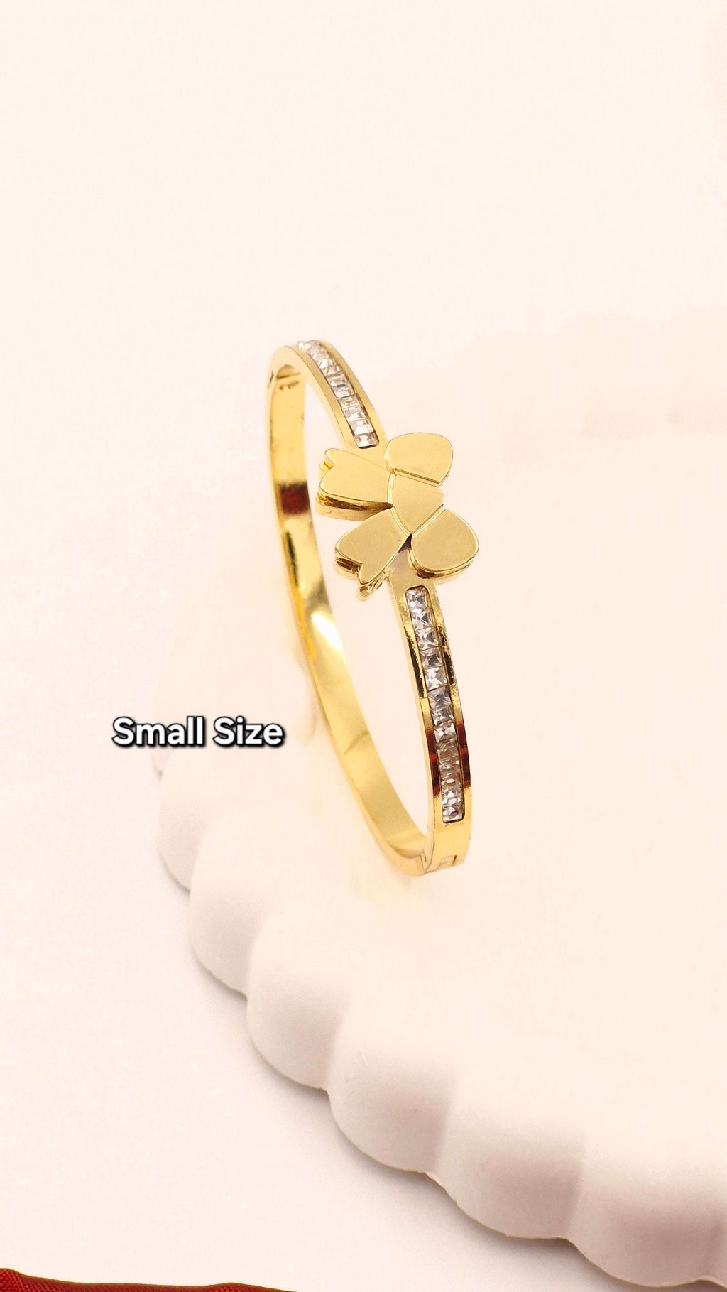 Gold Finish Bow Design Anti-Tarnish Kada for Girls & Women (Small Size)