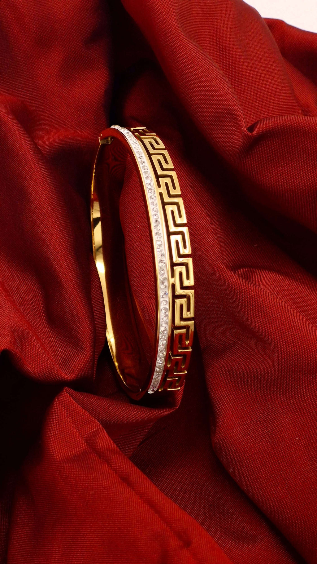 Gold Finish Versace-Inspired Geometric Design Anti-Tarnish Kada for Girls & Women