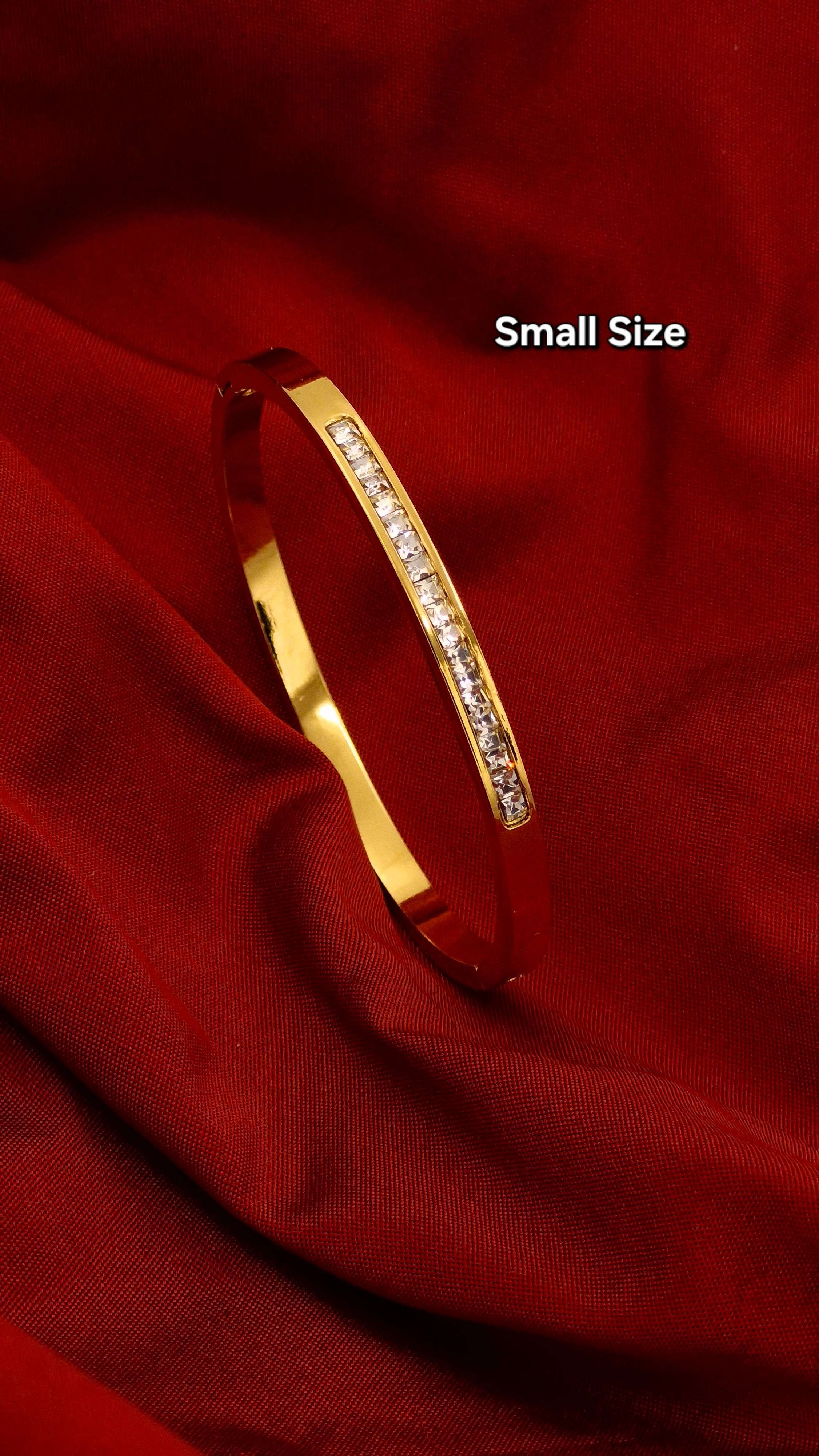 Minimal Diamond-Line Kada for Women & Girls | Anti-Tarnish Stainless Steel Bracelet (Small Size)