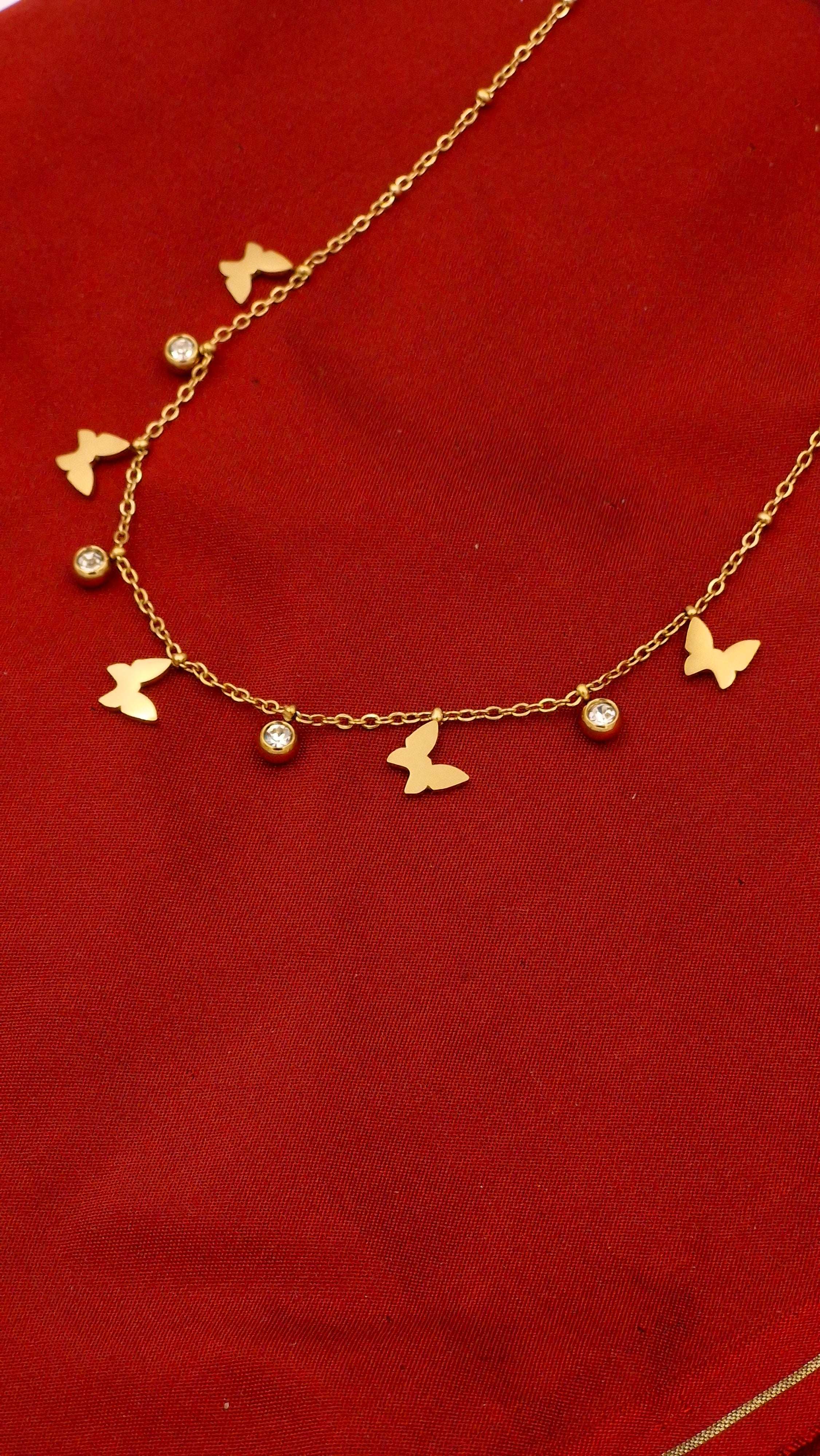 Butterfly Charm Necklace for Women & Girls | Elegant Gold Finish