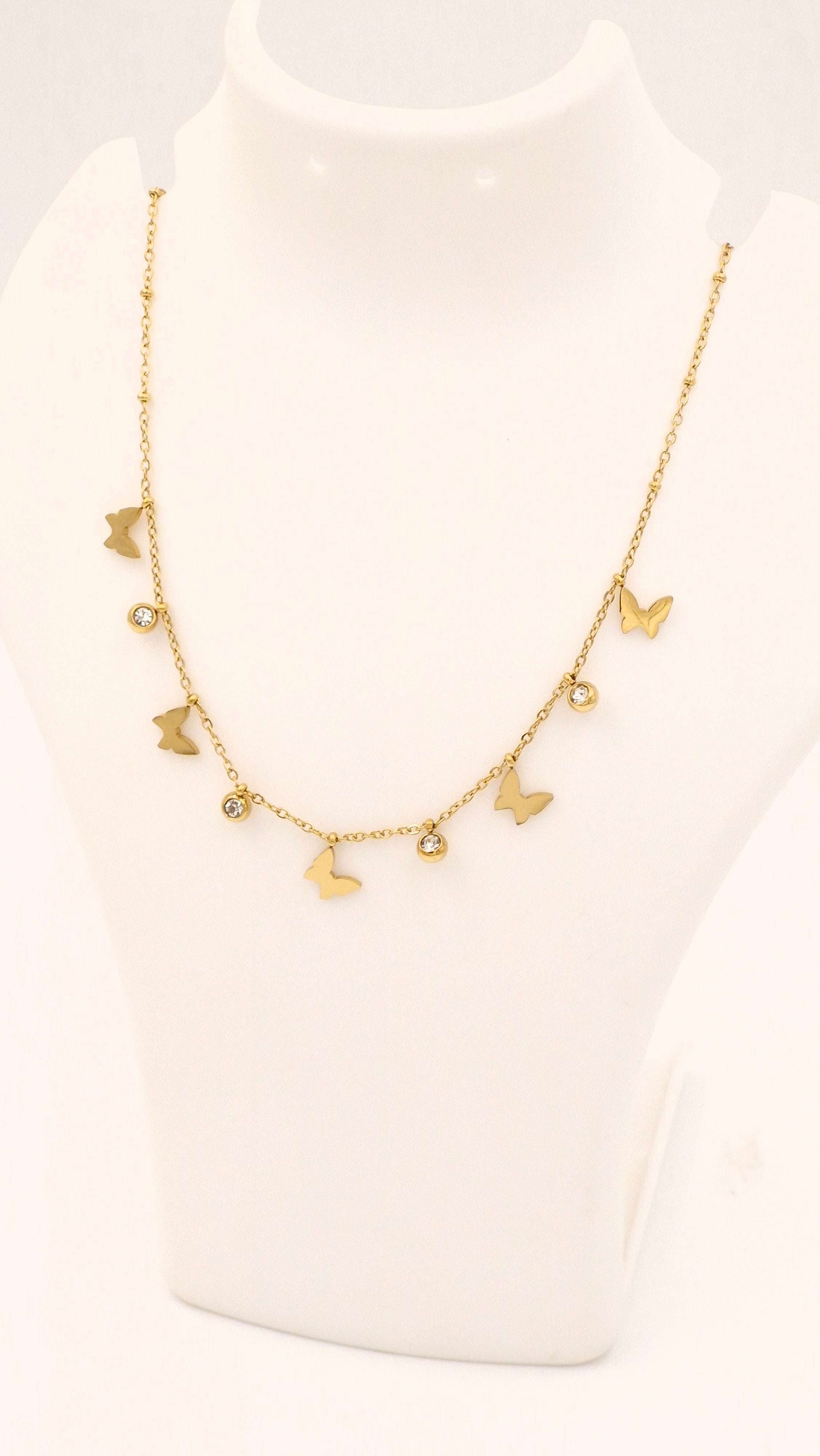 Butterfly Charm Necklace for Women & Girls | Elegant Gold Finish