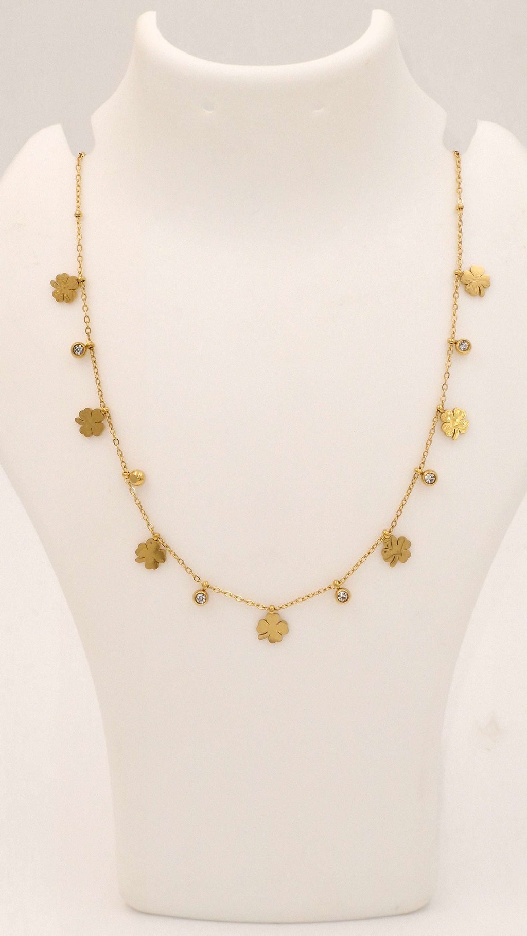 Floral Charm Necklace with Crystal Accents for Women & Girls | Elegant Anti-Tarnish Gold Finish