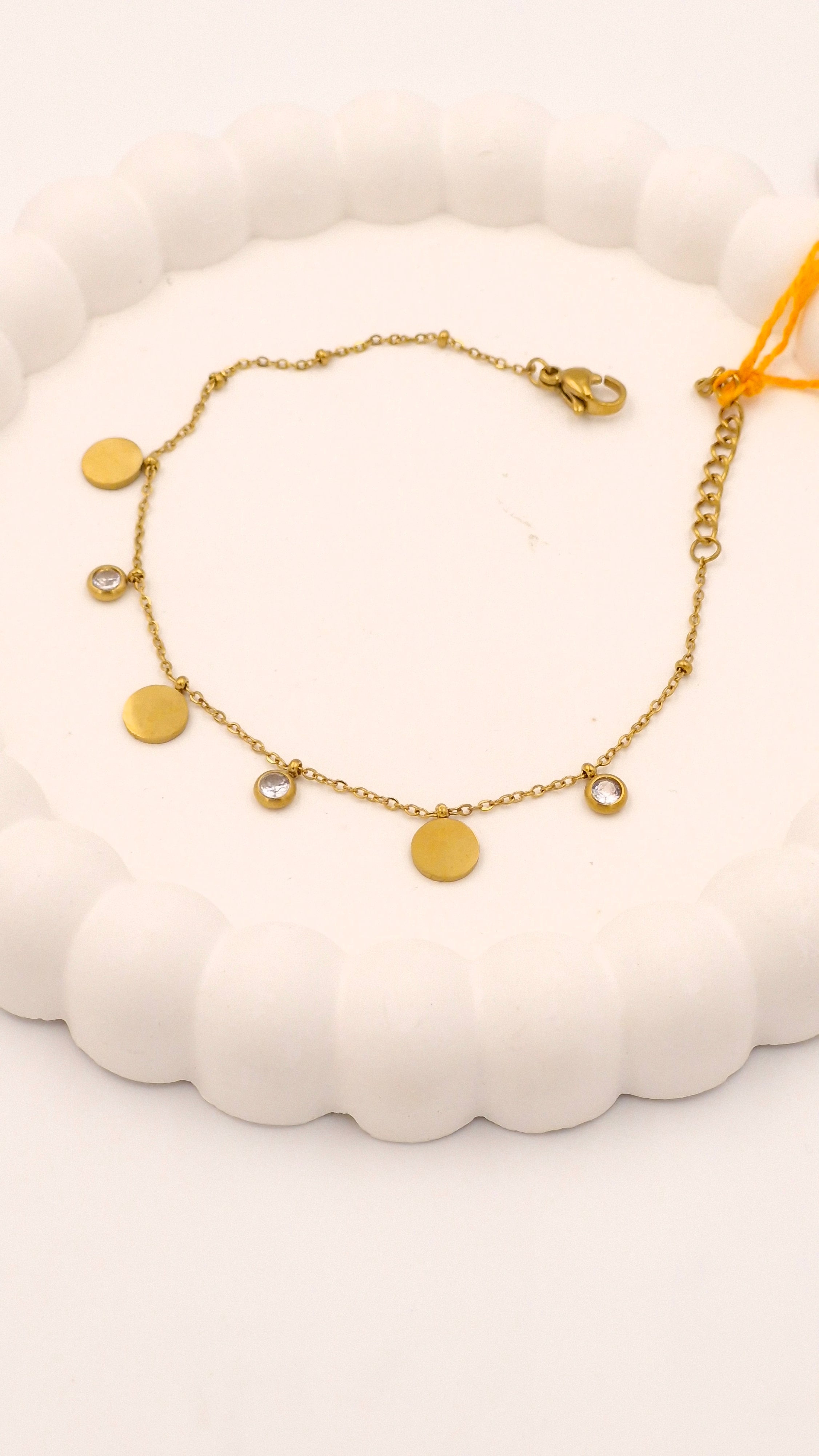 Anti-Tarnish Gold Disc Charm Bracelet for Women | Waterproof | Stainless Steel