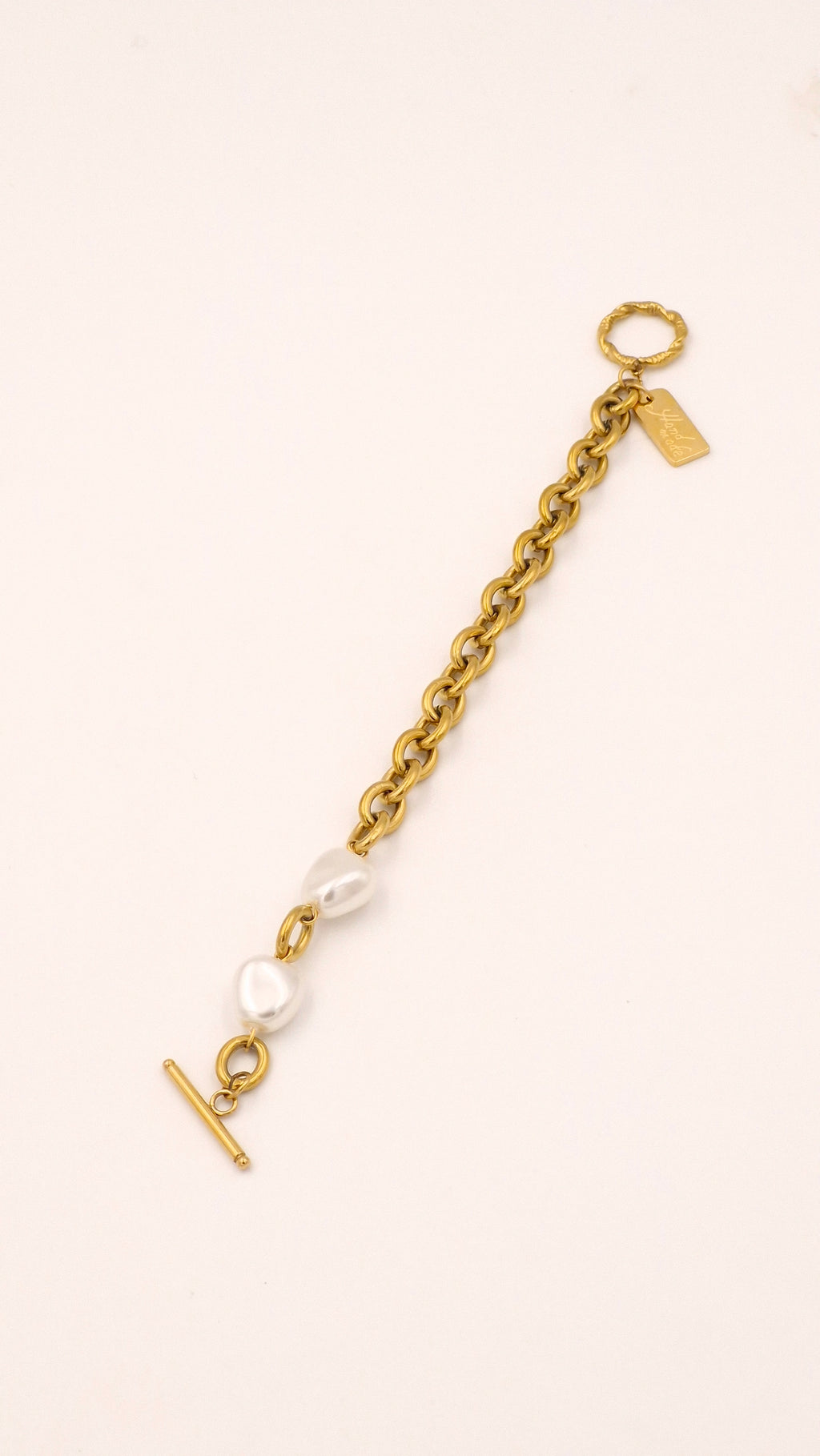 Waterproof Baroque Pearl & Chunky Gold Anti-Tarnish Bracelet
