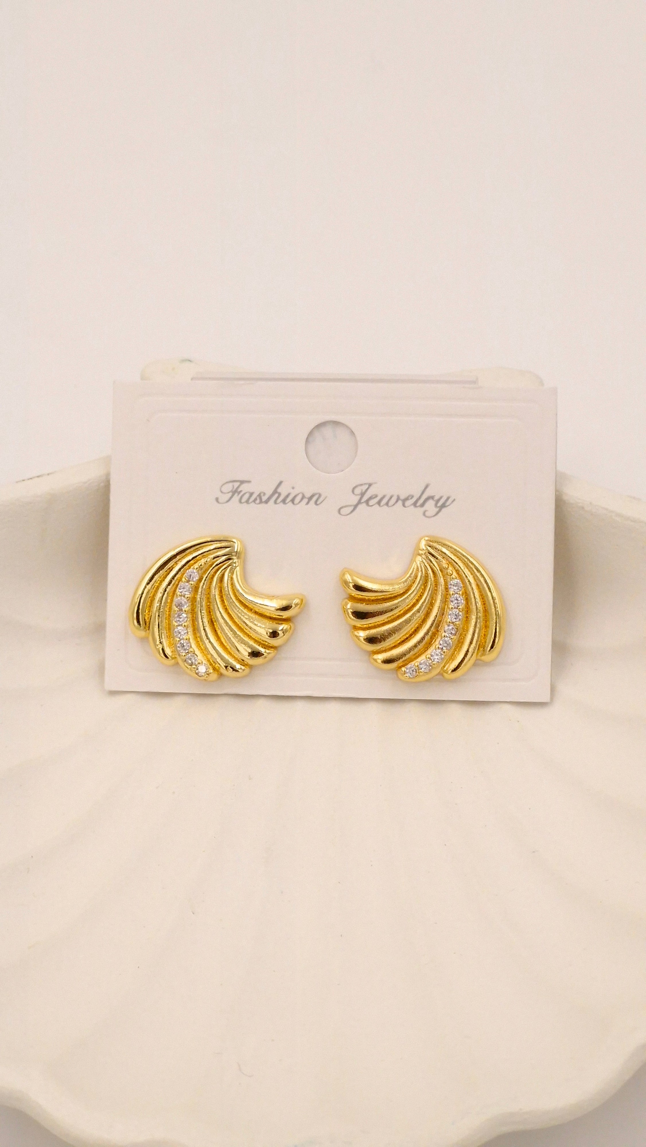 Textured Wing Gold Plated Earrings for Women Festive in India Gujarat