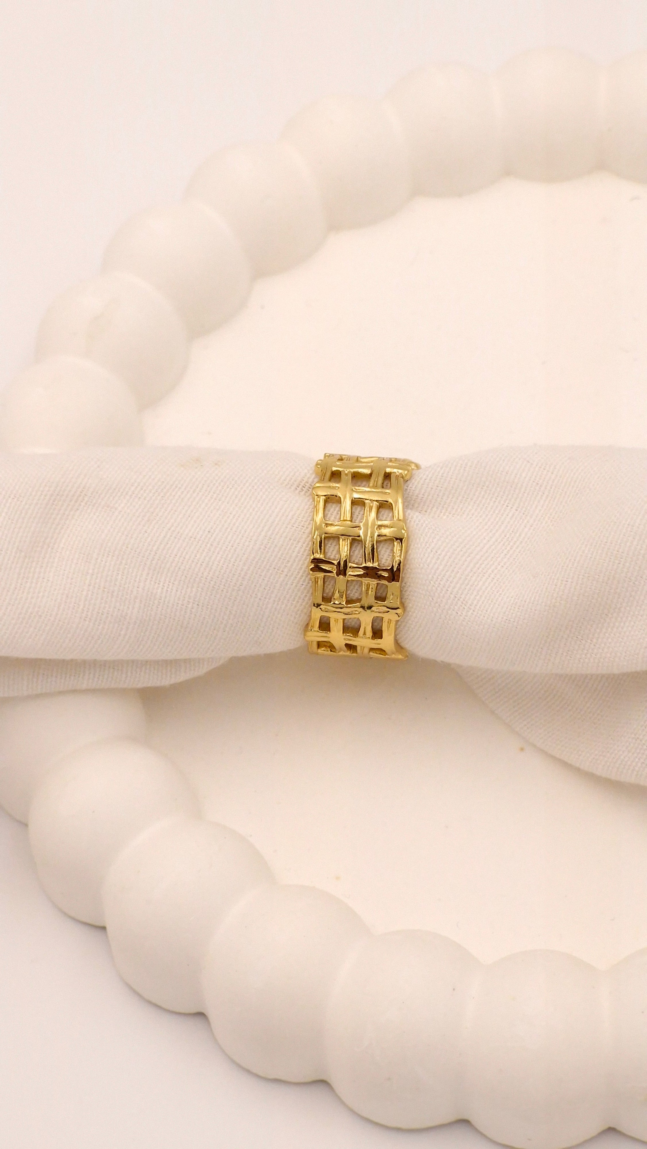 Grid Gold Ring for Women Festive Wear | Anti-Tarnish Wear Ahmedabad-India