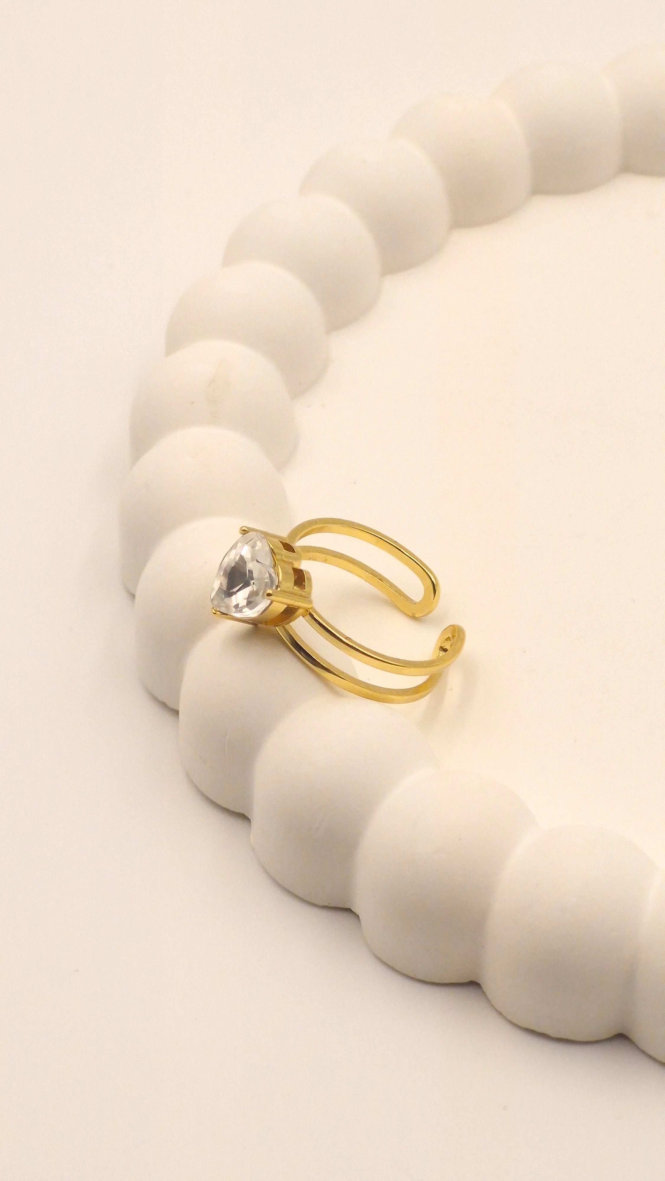 Heart Crystal Anti-Tarnish Gold Ring for Women Wear Ahmedabad-Gandhinagar