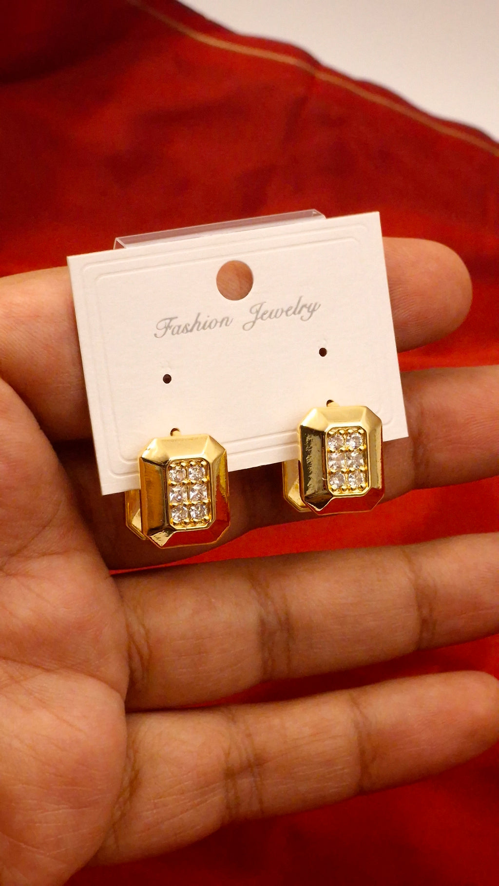 Geometric Gold Anti-Tarnish Earrings for Women Festive Wear in India Ahmedabad
