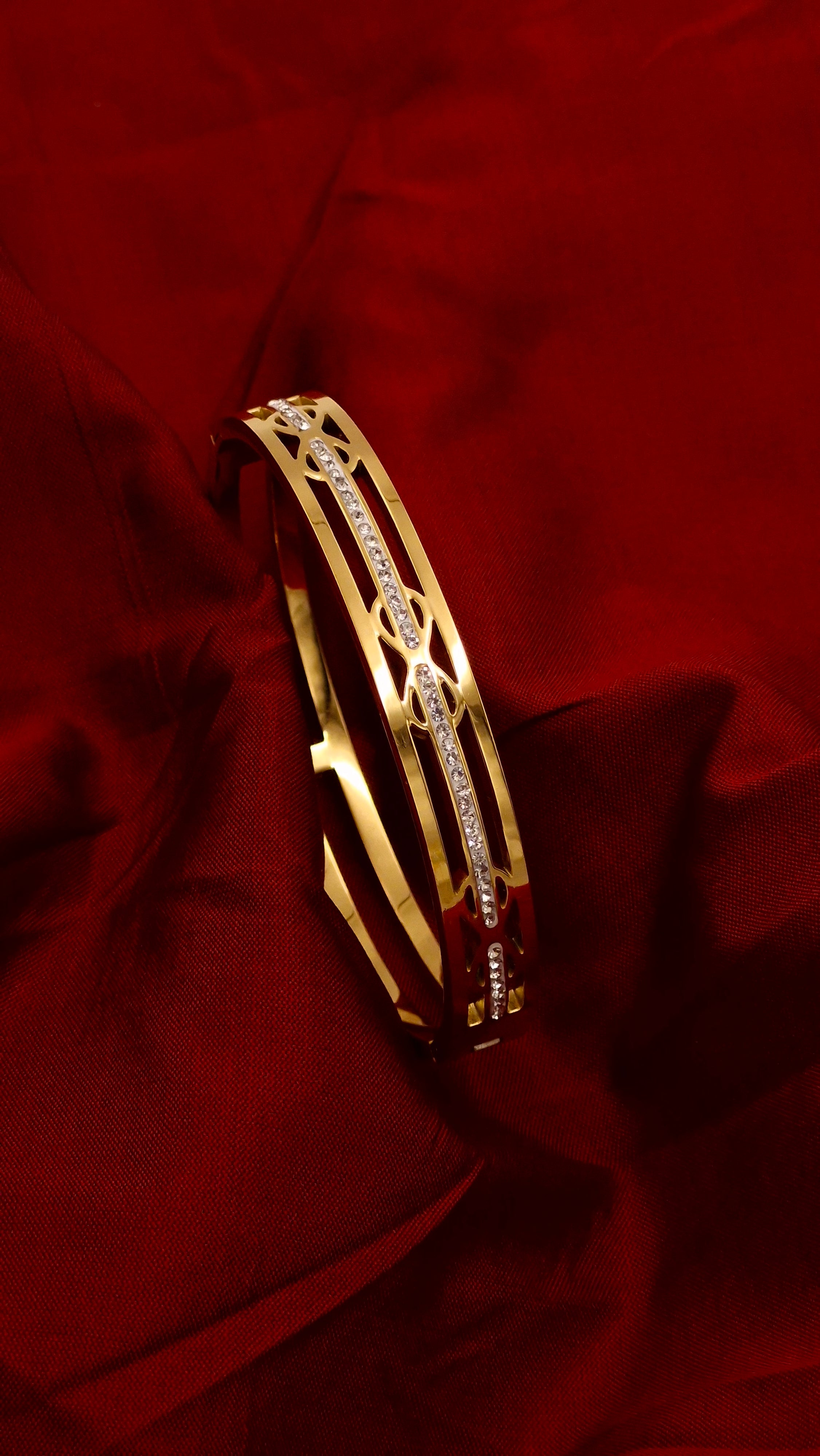 Designer Crystal Gold Plated Bracelet for Women | Anti Tarnish Waterproof Stylish Kada Bracelet | Party & Wedding Jewellery