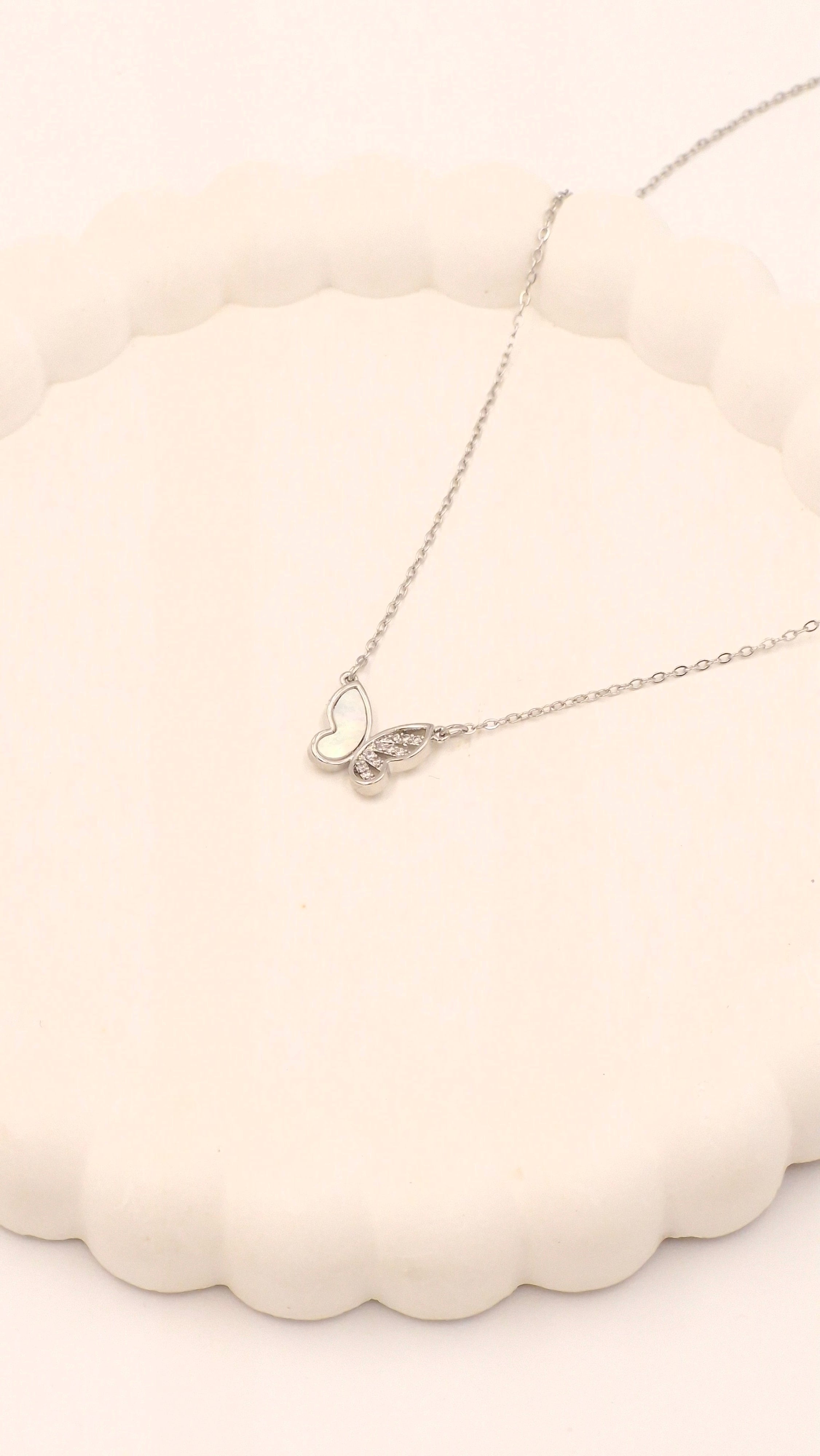 Silver Butterfly Necklace for Women | Anti-Tarnish Waterproof Hypoallergenic Minimal Jewellery