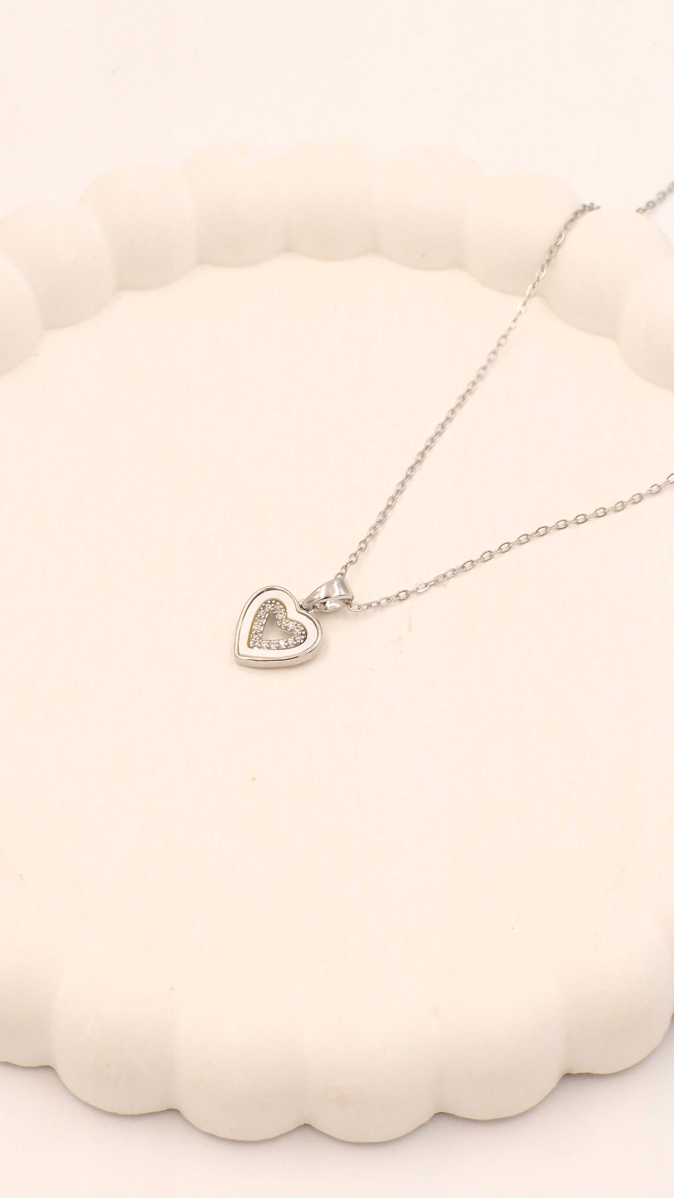 Cute Silver Heart Necklace for Women | Anti-Tarnish Waterproof Hypoallergenic Minimal Jewellery