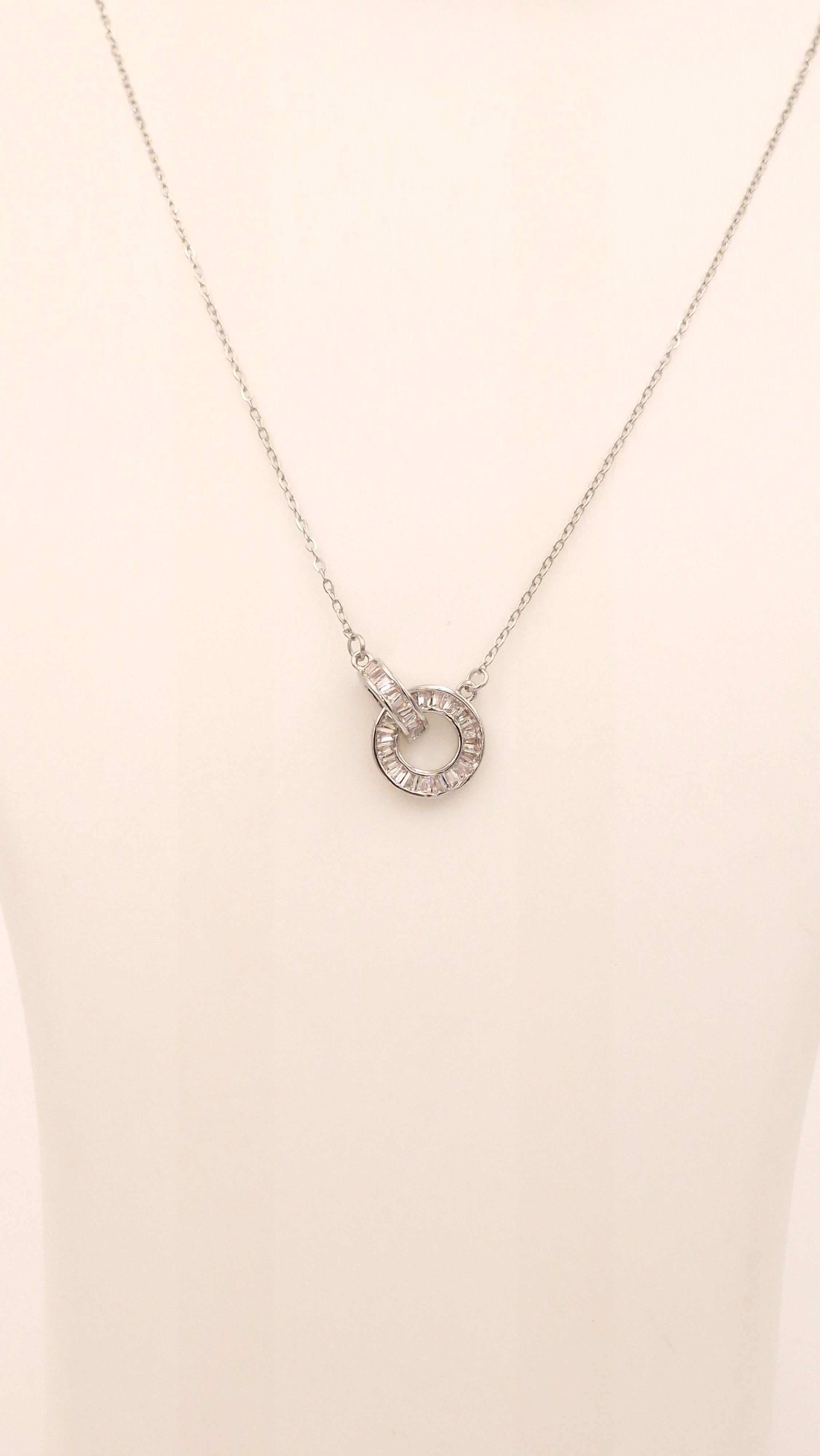 Silver Crystal Circle Necklace for Women | Anti-Tarnish Waterproof Hypoallergenic Minimal Pendant