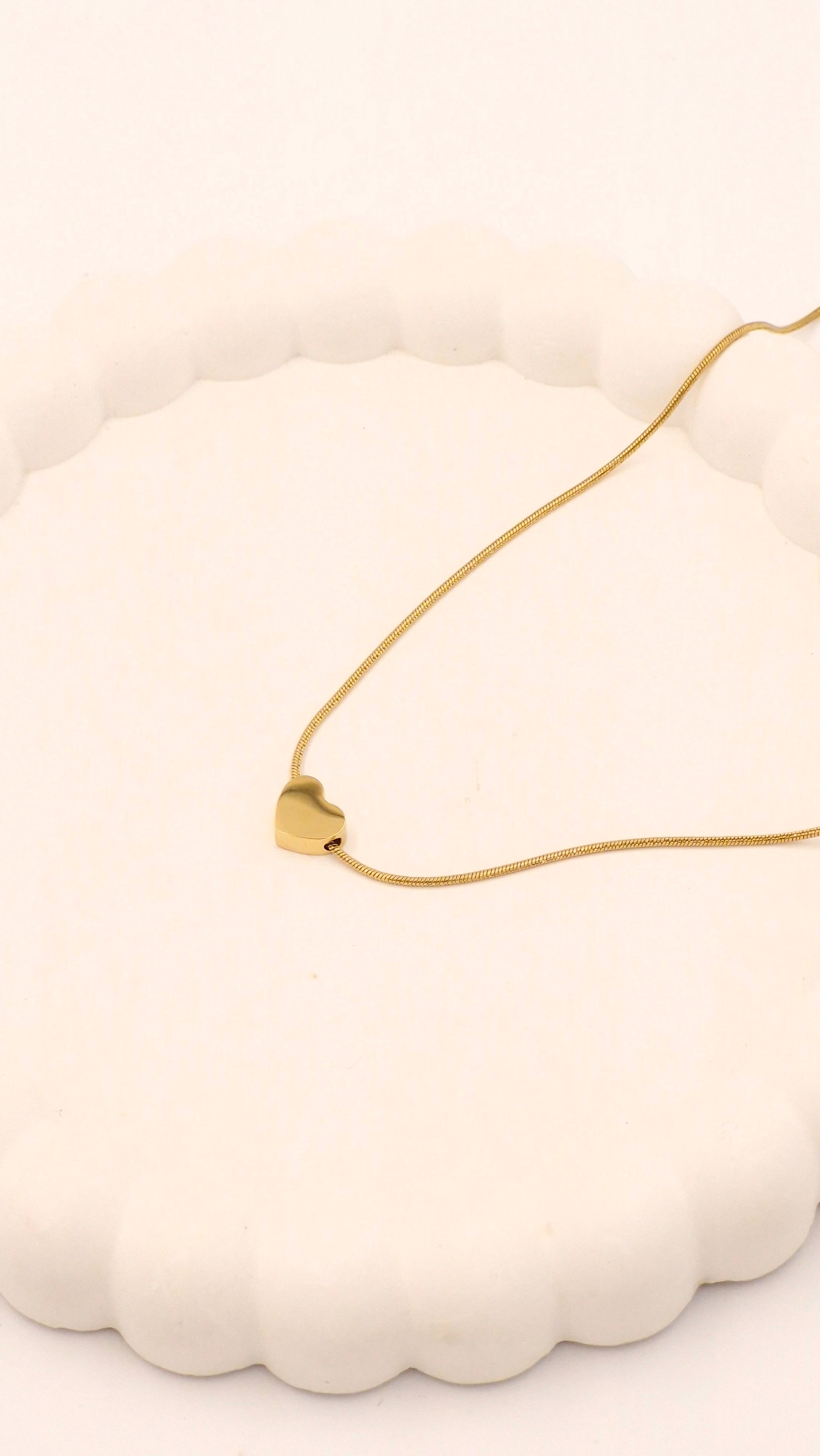 Stainless Steel Gold Heart Pendant Snake Chain Necklace for Women & Girls | Anti-Tarnish Jewellery