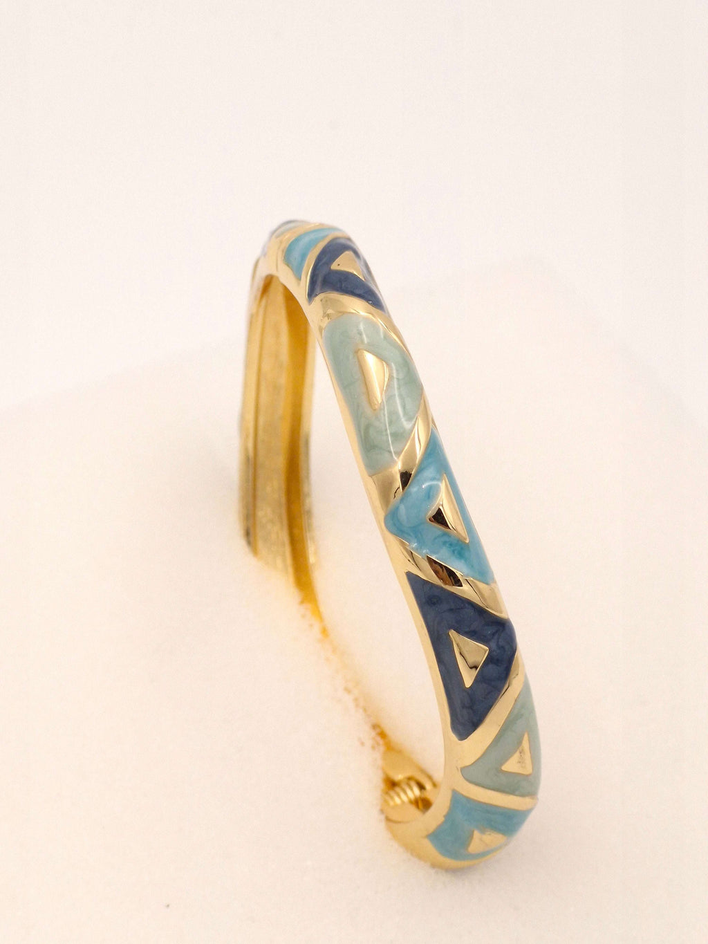 Blue Geometric Resin Meenakari Gold Finish Anti-Tarnish Kada