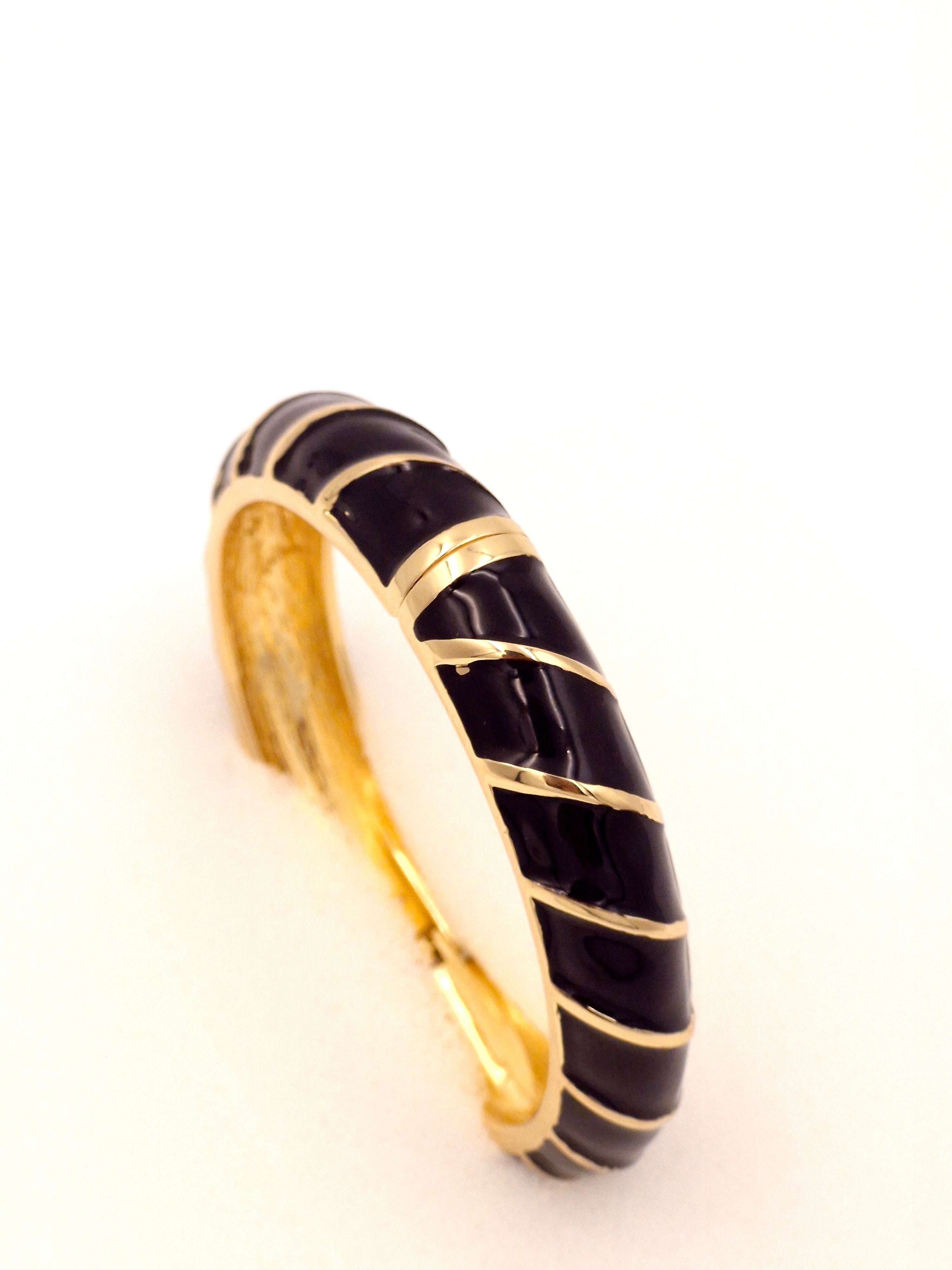 Black Resin Meenakari Gold Finish Anti-Tarnish Stainless Steel Kada