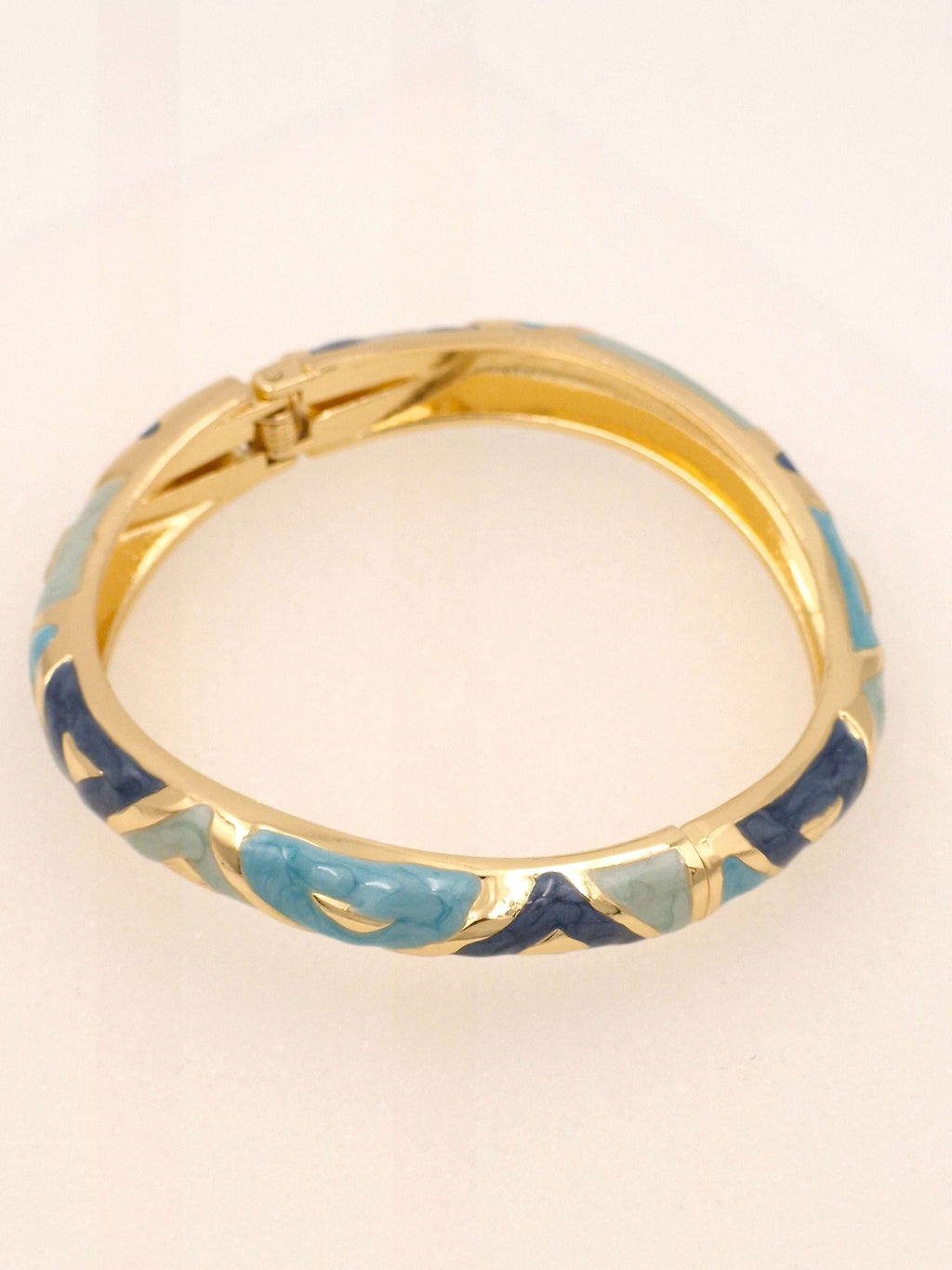Blue Geometric Resin Meenakari Gold Finish Anti-Tarnish Kada