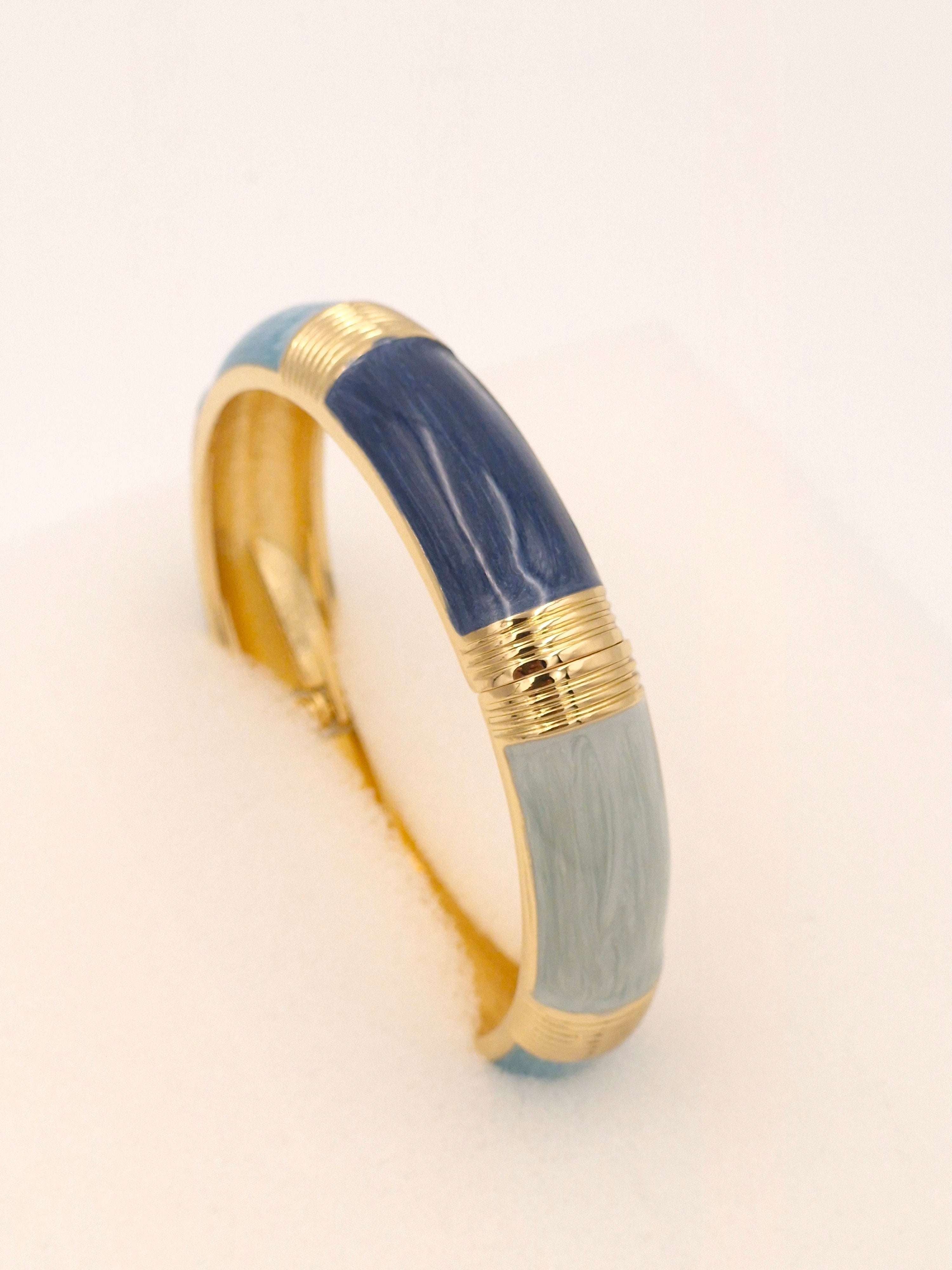 Dual Blue Resin Meenakari Gold Finish Anti-Tarnish Stainless Steel Kada