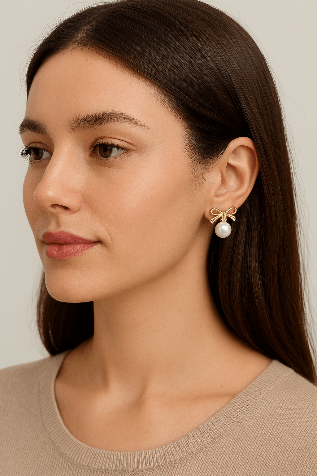 Golden Bow Pearl Drop Earrings – Cute & Elegant Jewelry for Women