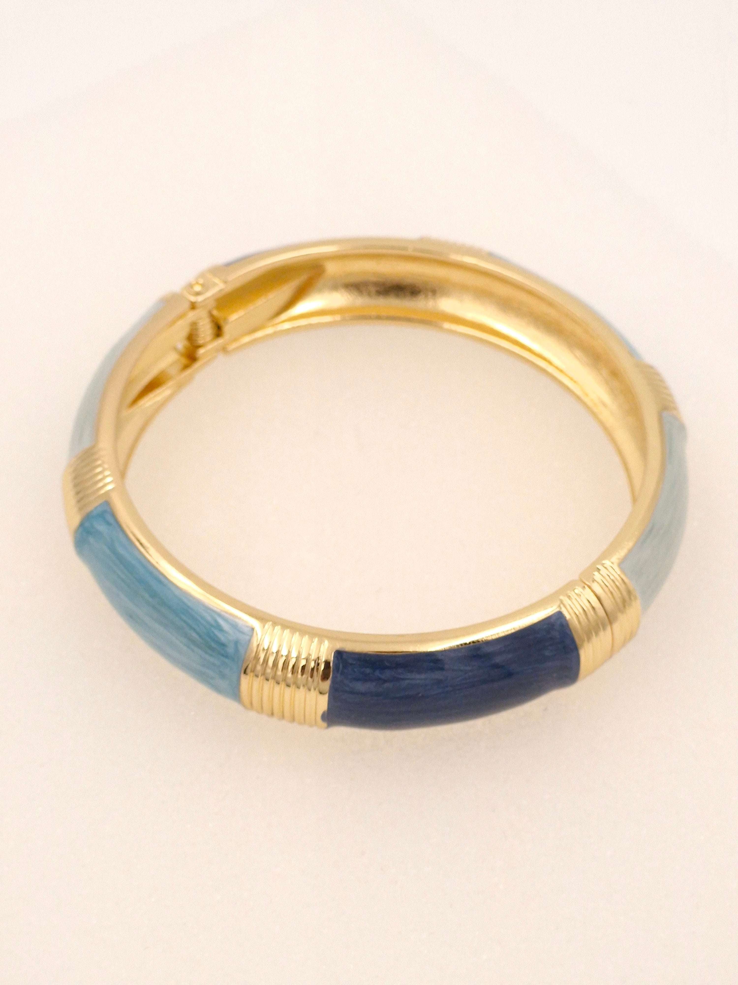 Dual Blue Resin Meenakari Gold Finish Anti-Tarnish Stainless Steel Kada