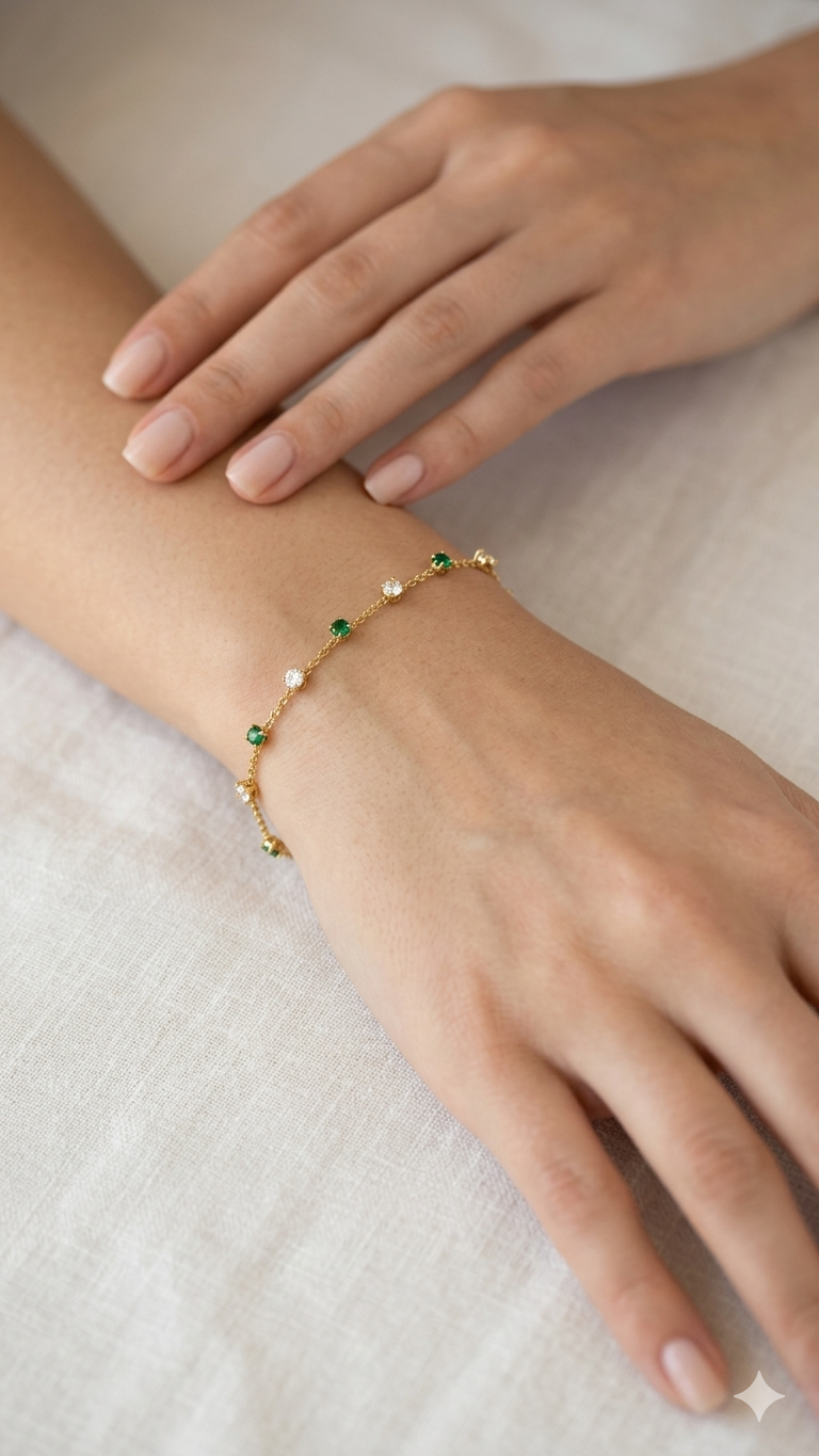 18k gold plated waterproof bracelet for women, anti-tarnish jewelry suitable for Indian festivals and daily wear.