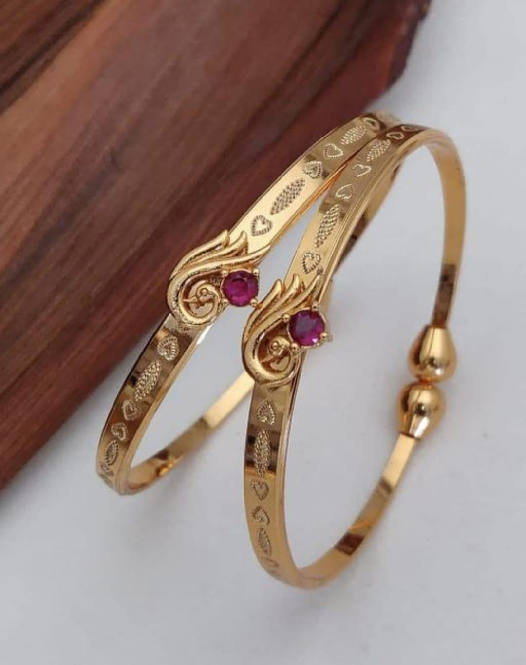 Charming Gold & Ruby Bangles - Easy to Wear & Love
