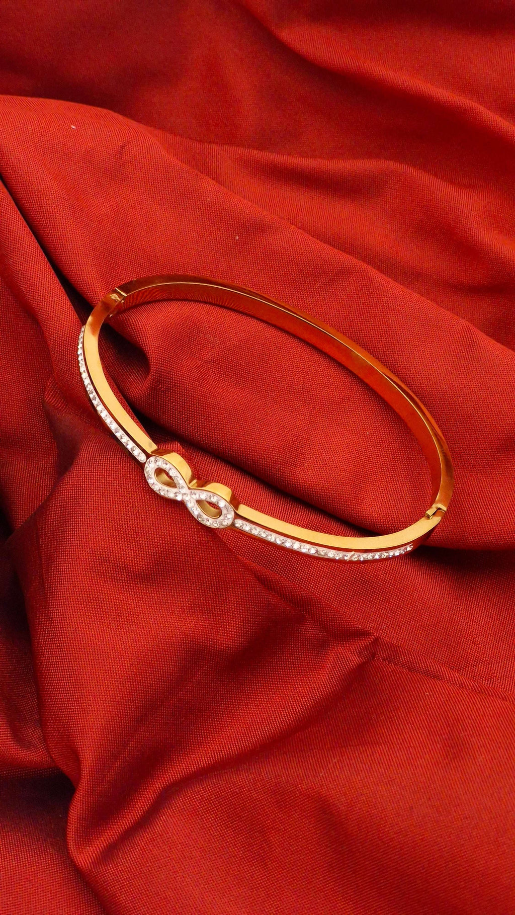 Infinity Crystal Gold-Finish Anti-Tarnish Kada for Women