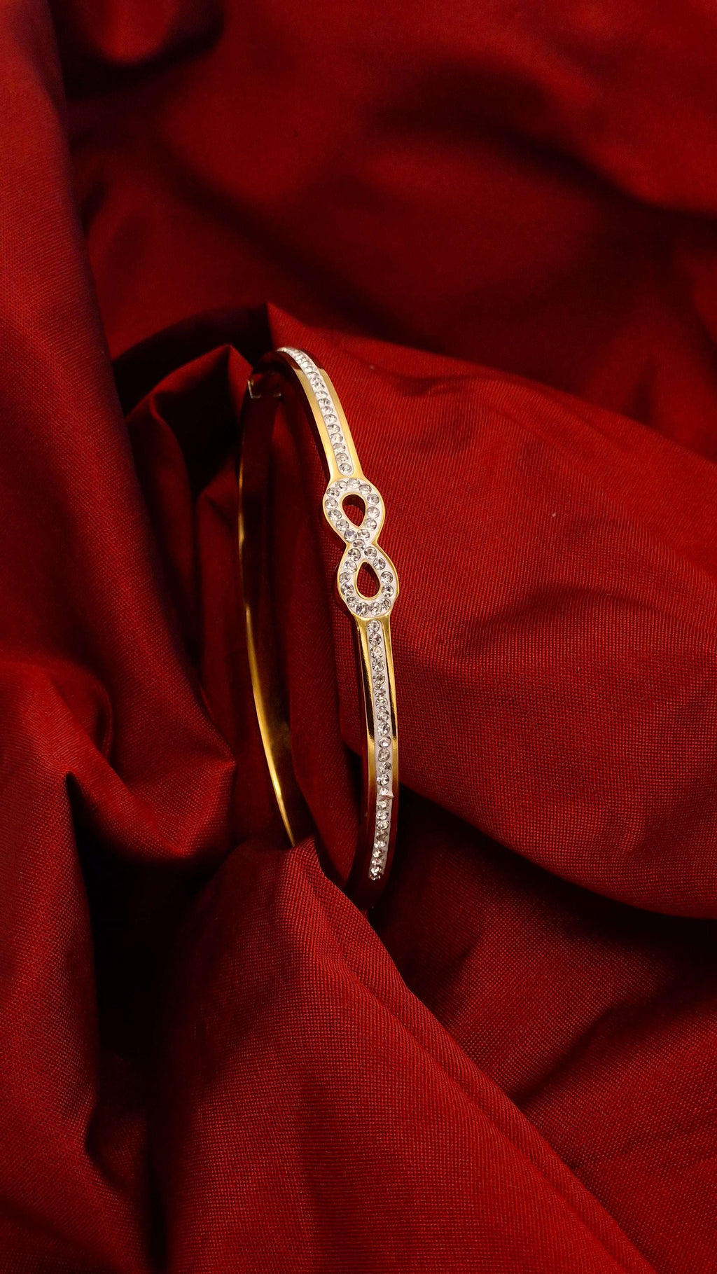Infinity Crystal Gold-Finish Anti-Tarnish Kada for Women