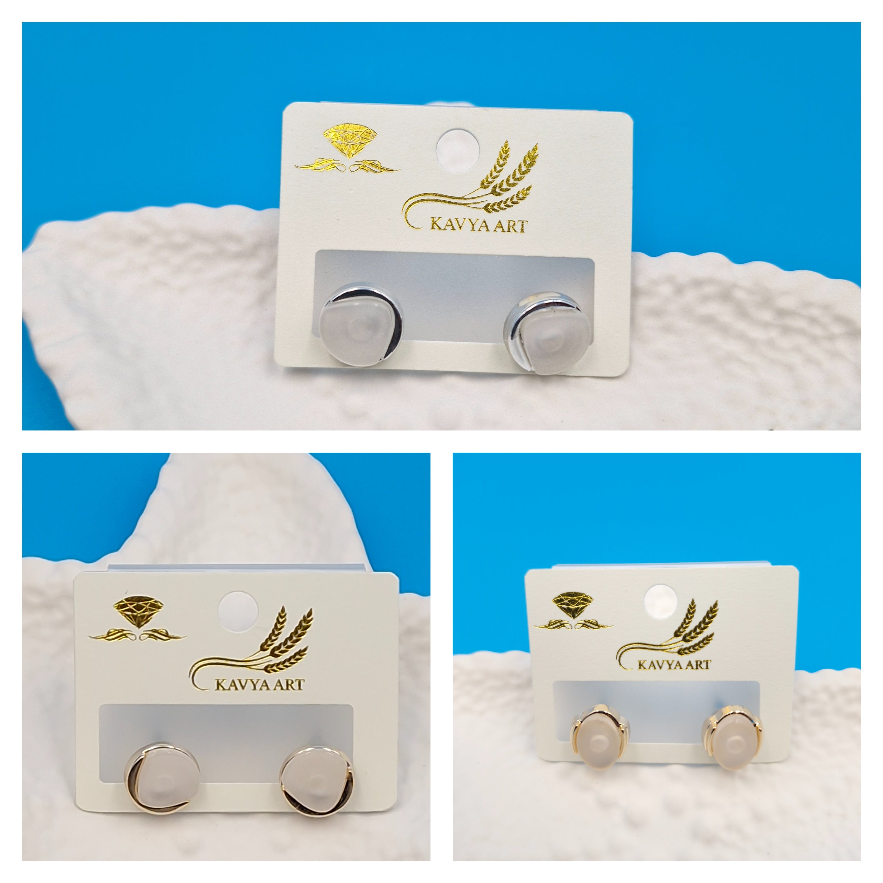 Trendy Combo of 3 Stylish White Stone Stud Earrings for Women & Girls – Daily & Party Wear Jewellery