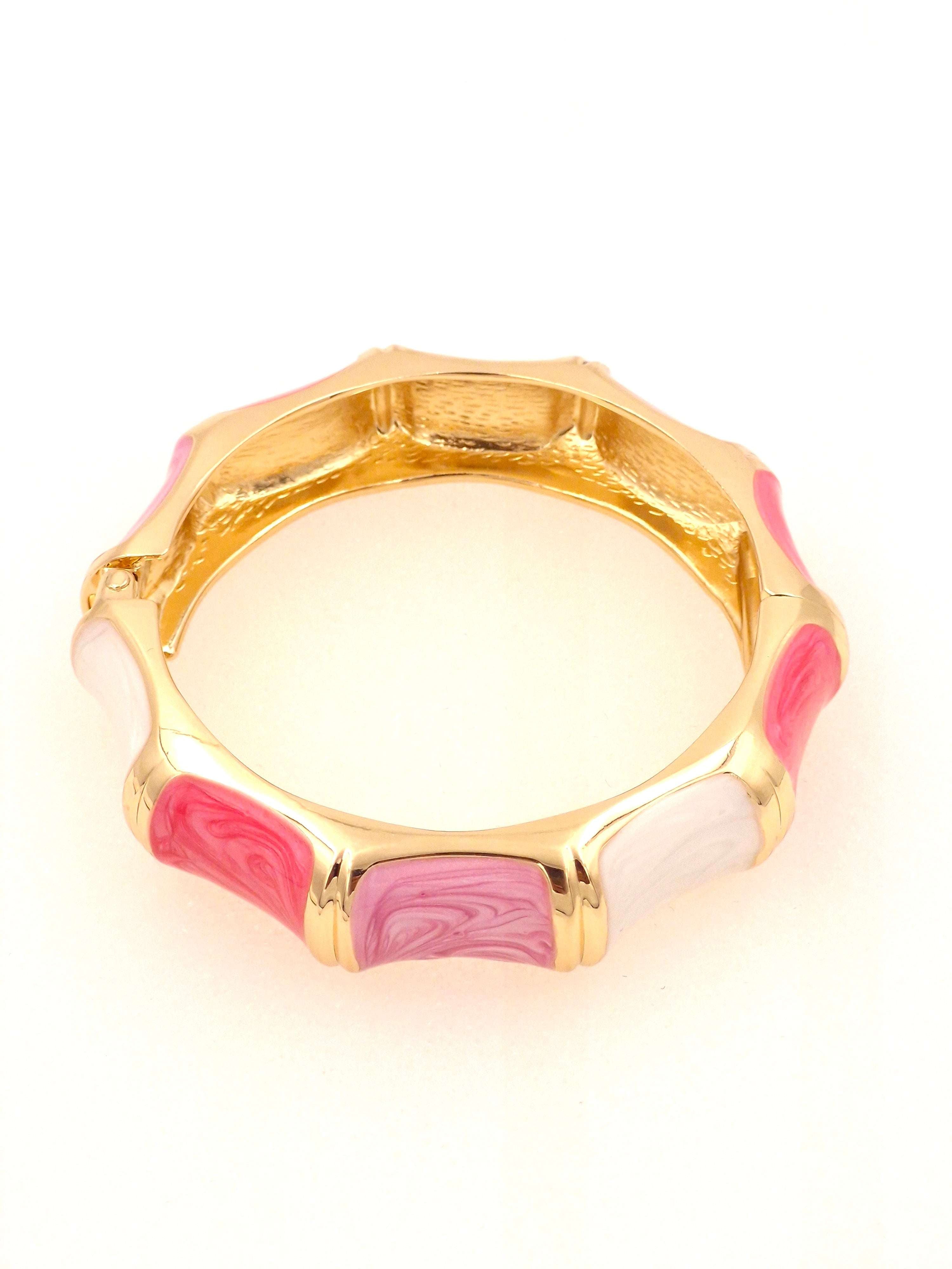 Pink & White Resin Meenakari Gold Finish Anti-Tarnish Kada