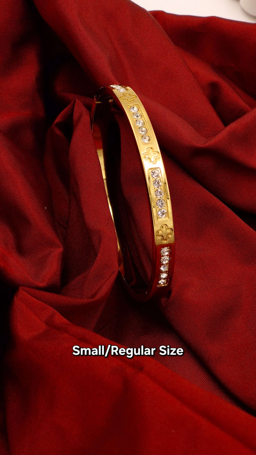 Crystal Studded Gold-Finish Anti-Tarnish Kada for Women - Small size