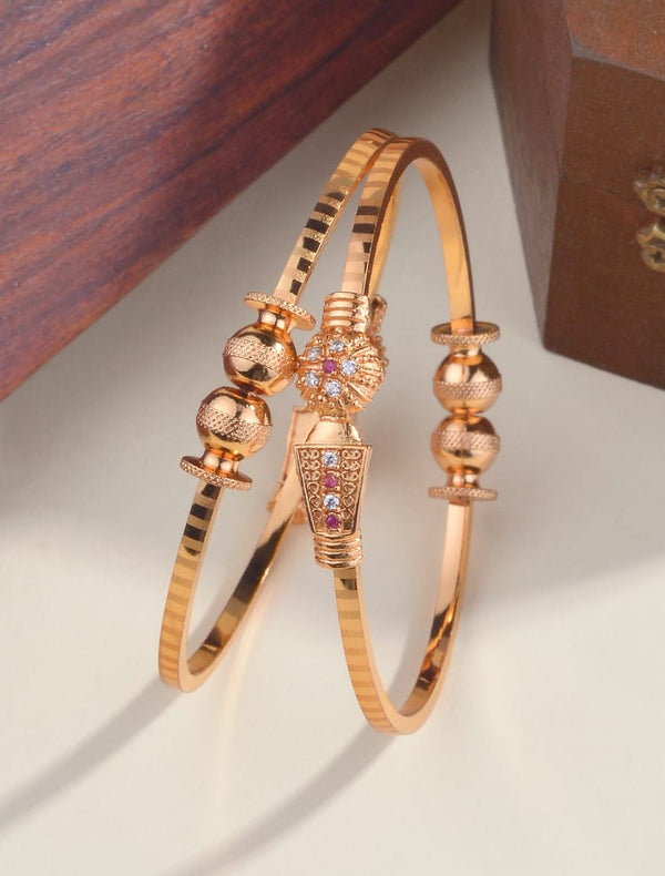 Antique-Inspired Gold Bangles with Ball Bead Accents – Royal Ethnic Touch